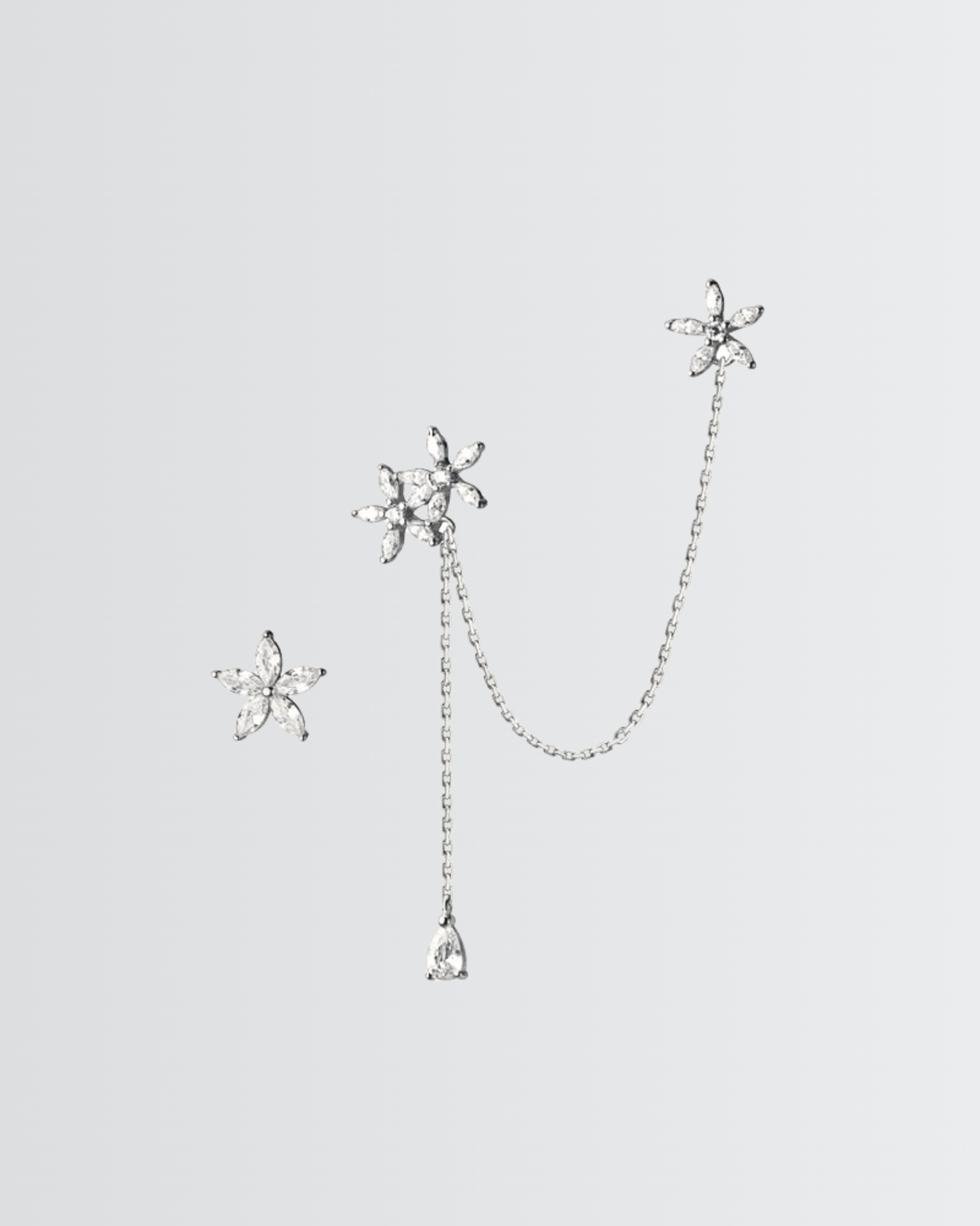 Glamorous Floral Cuff Earrings