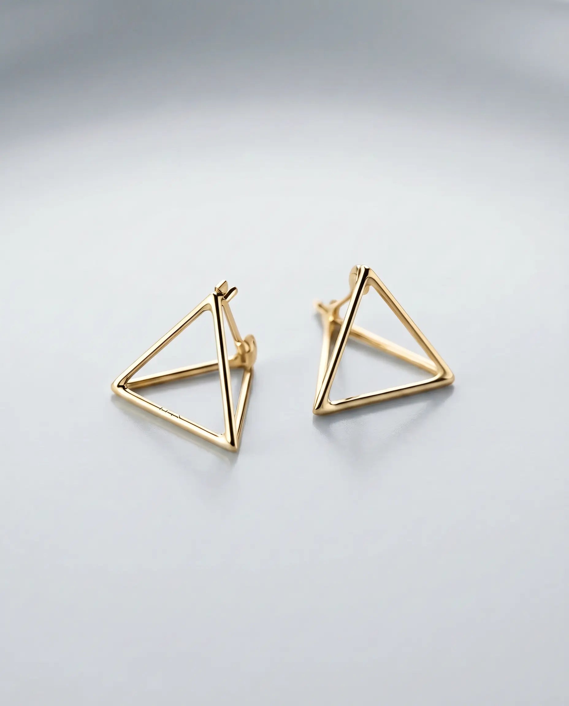 3D Triangular Minimal Studs - Silver Earrings by BLINGLANE