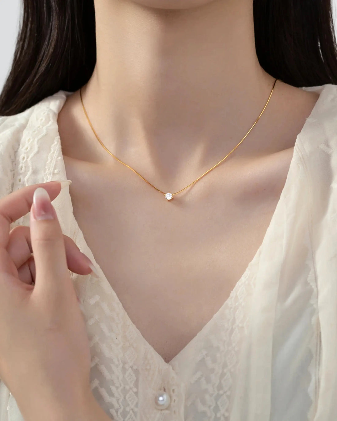 Aurique Elegance Necklace - Silver Necklace by BLINGLANE