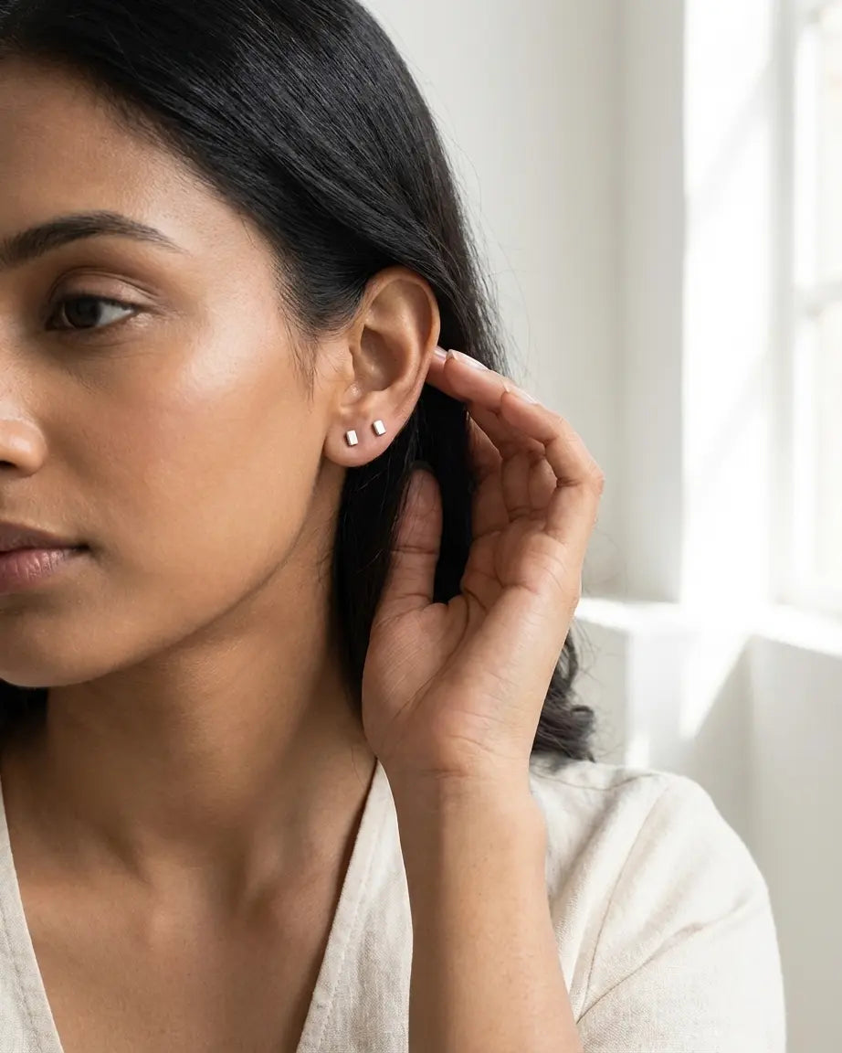Bare Bar Studs - Silver Earrings by BLINGLANE