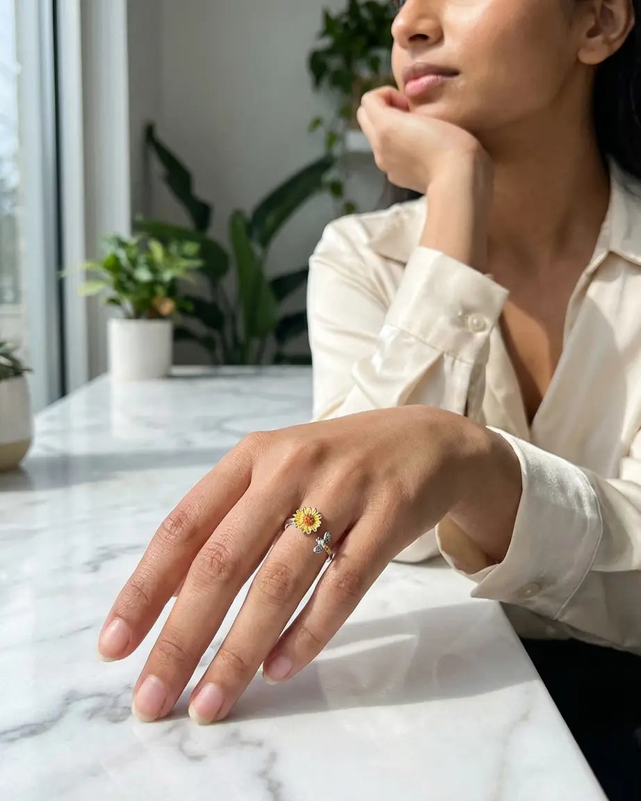 Bee Kind Bloom Bright Spinner Ring - Silver Ring by BLINGLANE