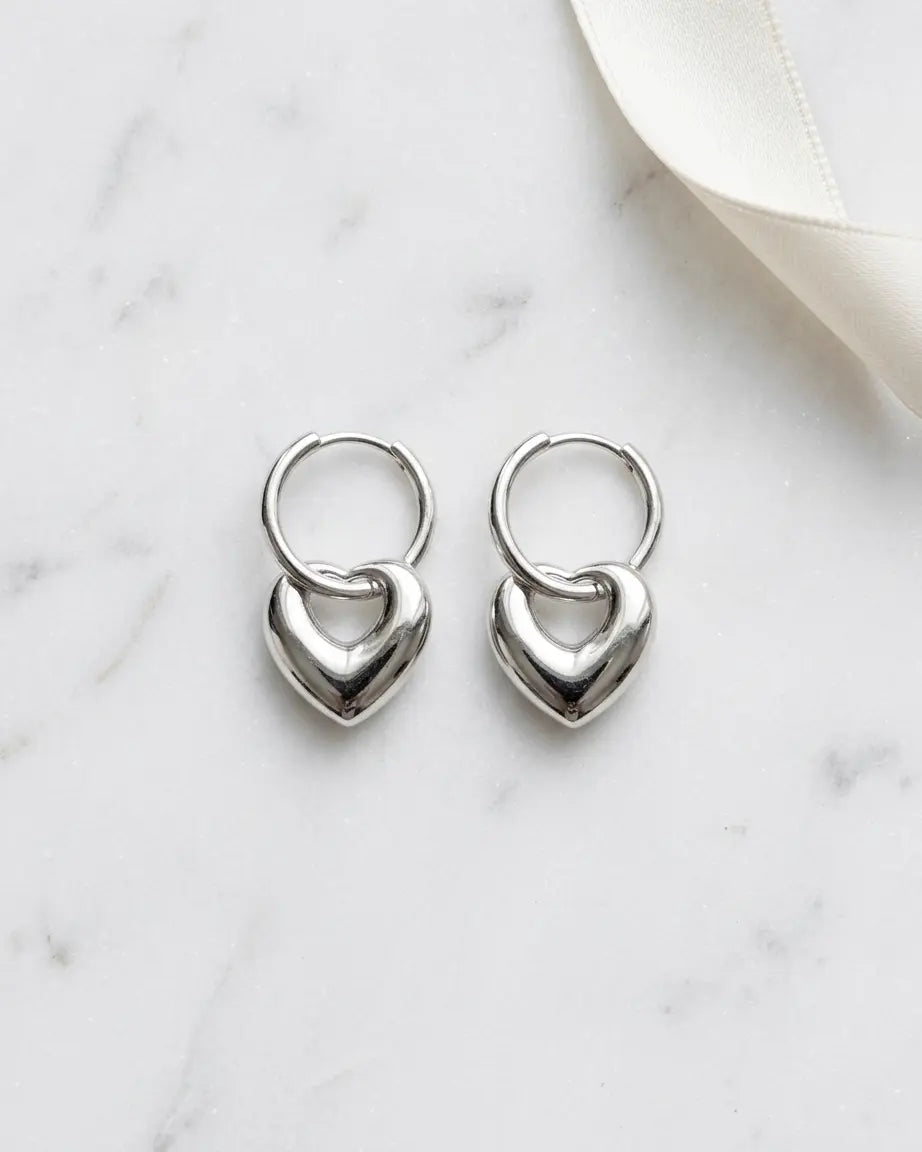 Bold In Love Hoop Earrings - Silver Earrings by BLINGLANE
