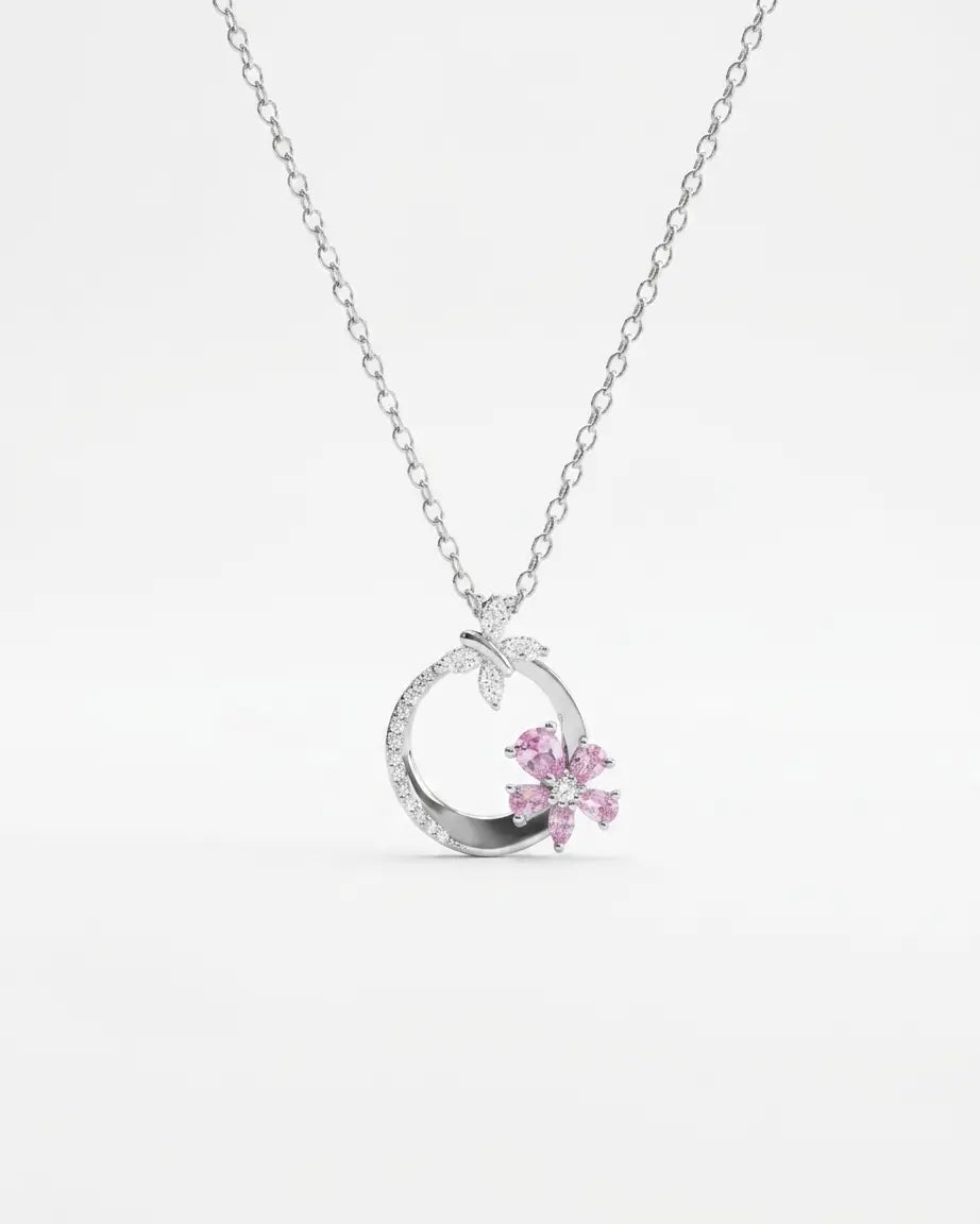 Butterfly Bloom Sparkle Necklace - Silver Necklace by BLINGLANE