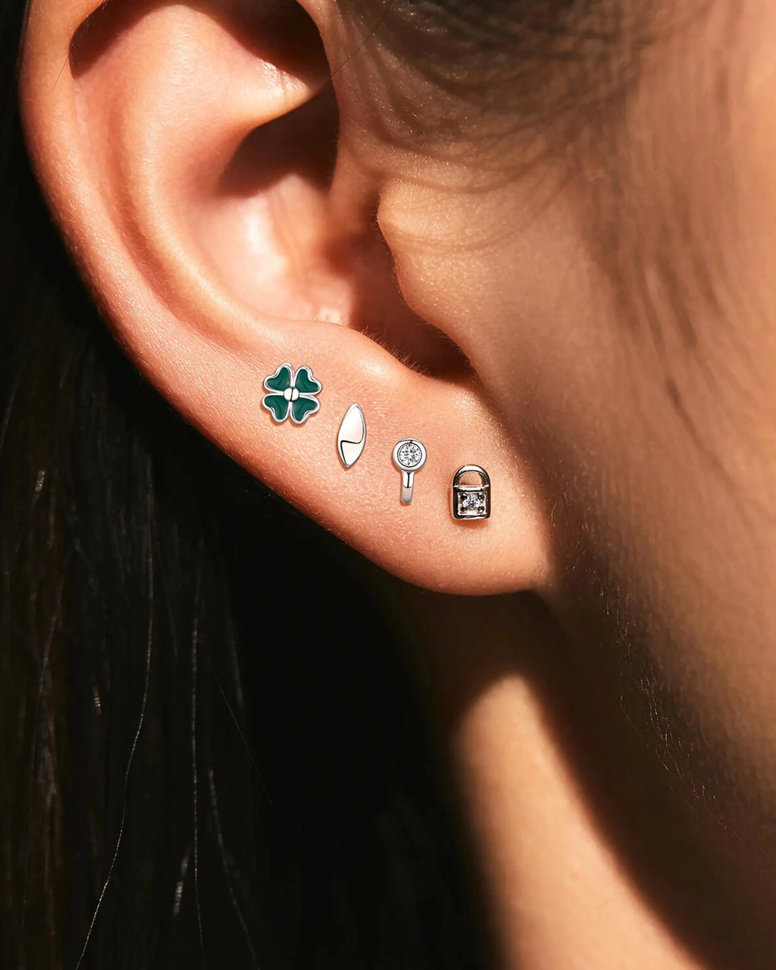 Charm Cluster Studs - Silver Earrings by BLINGLANE