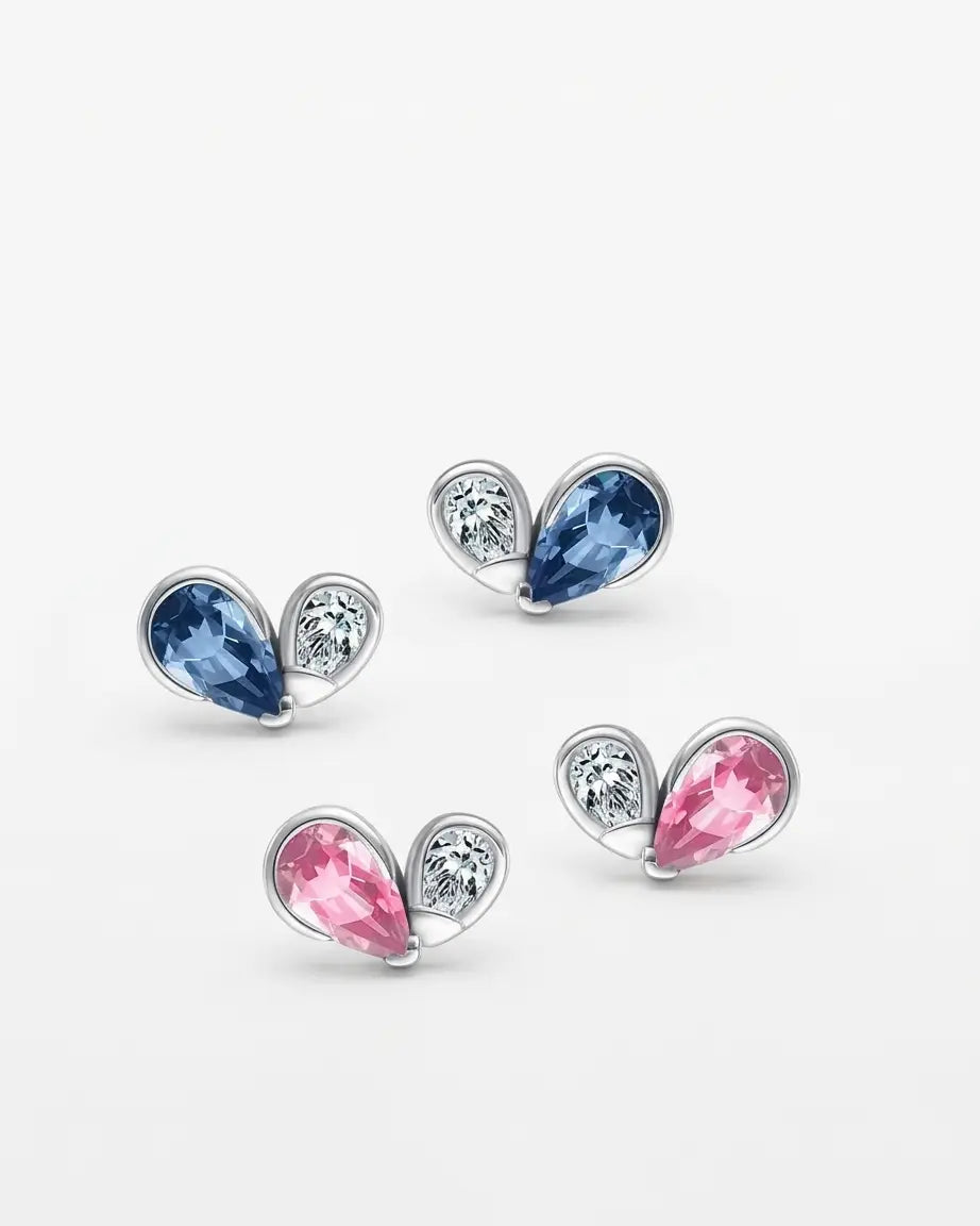 Cutesy Love Studs - Silver Earrings by BLINGLANE