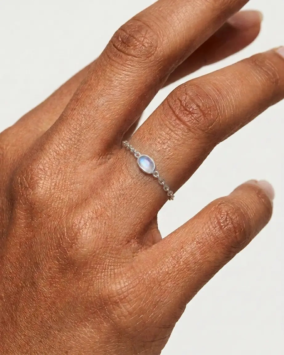 Dew Drop Chain Ring - Silver Ring by BLINGLANE