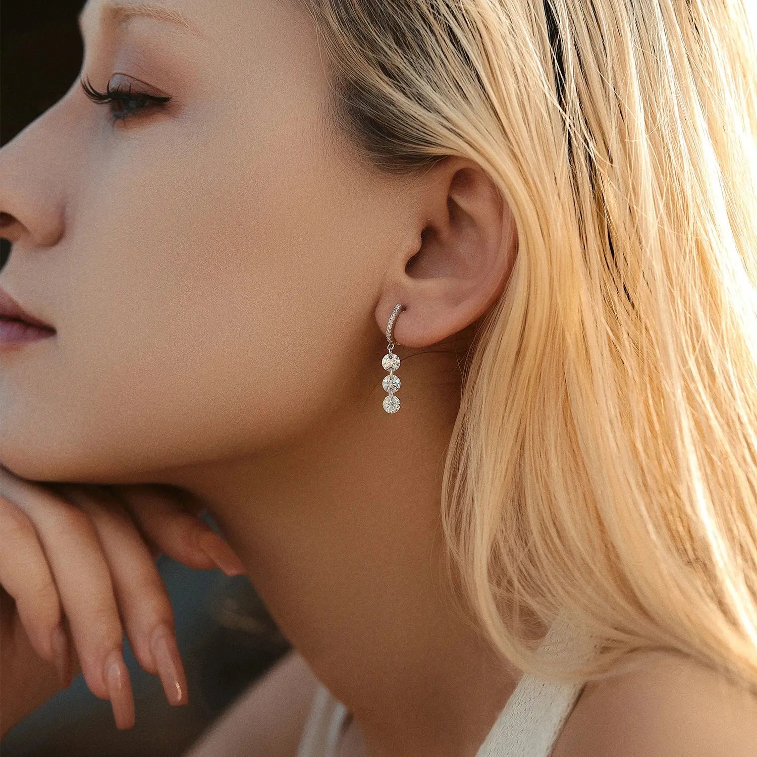 Diamond Dewdrops Earrings - Silver Earrings by BLINGLANE