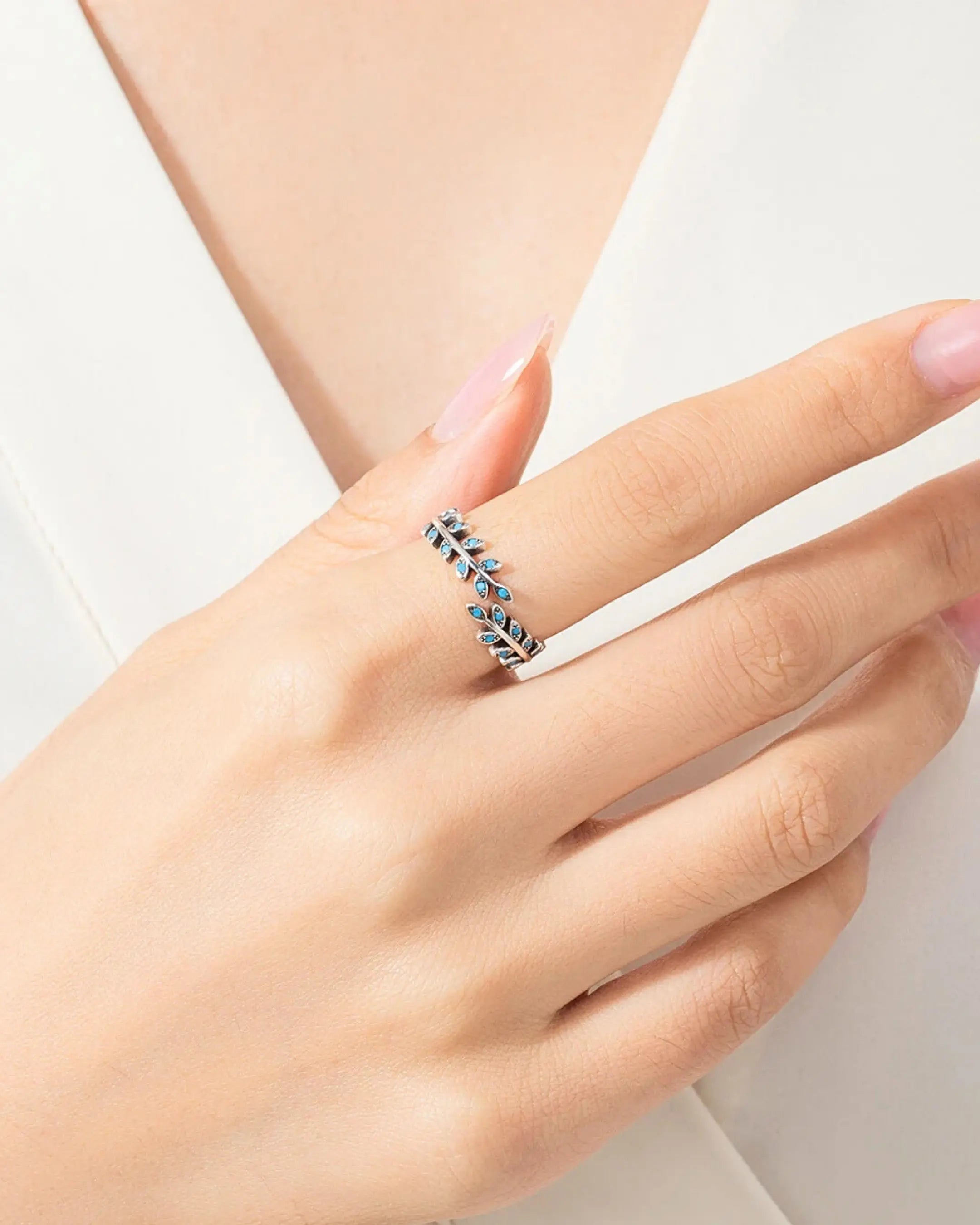 Everleaf Gem Ring - Silver Ring by BLINGLANE