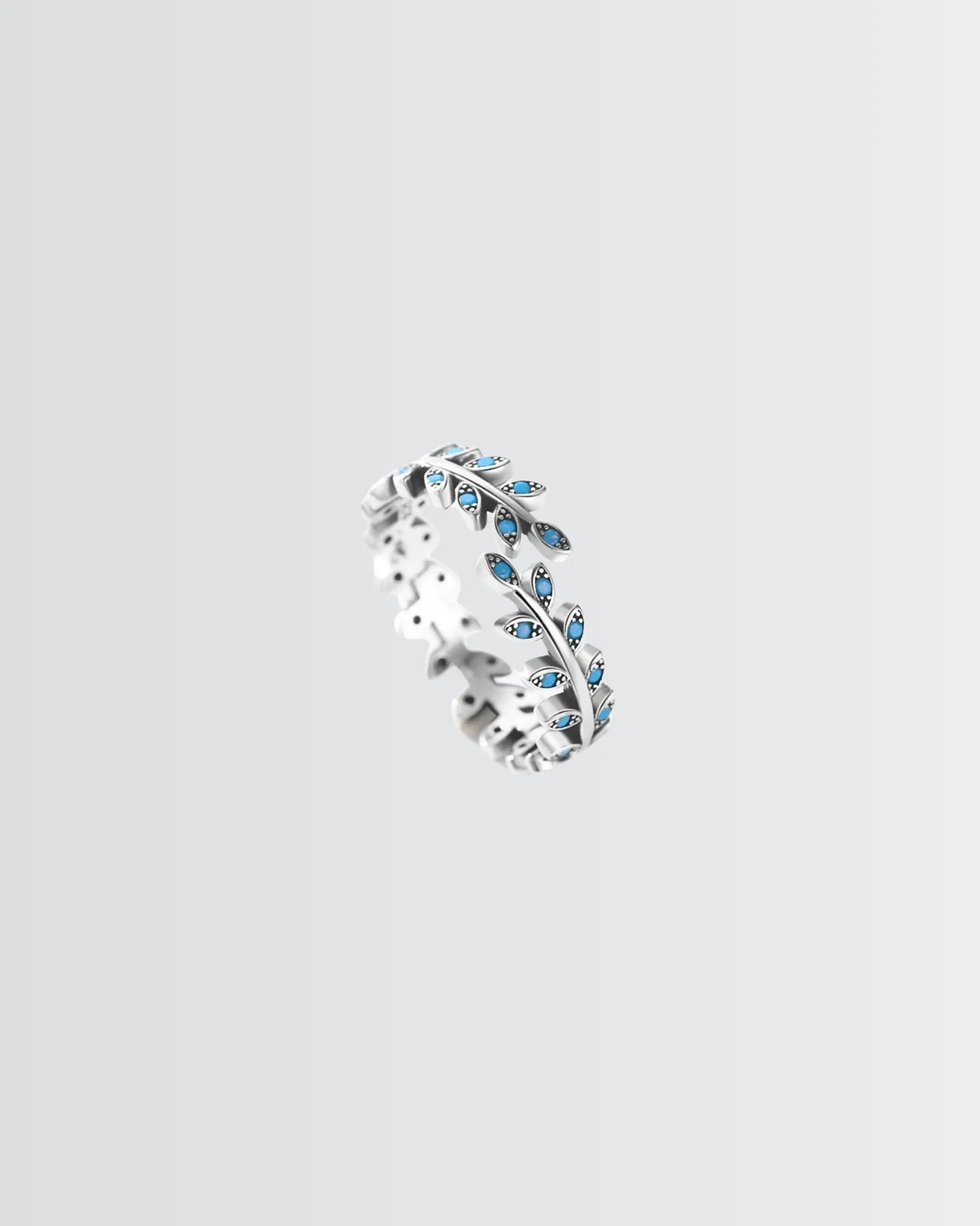 Everleaf Gem Ring - Silver Ring by BLINGLANE