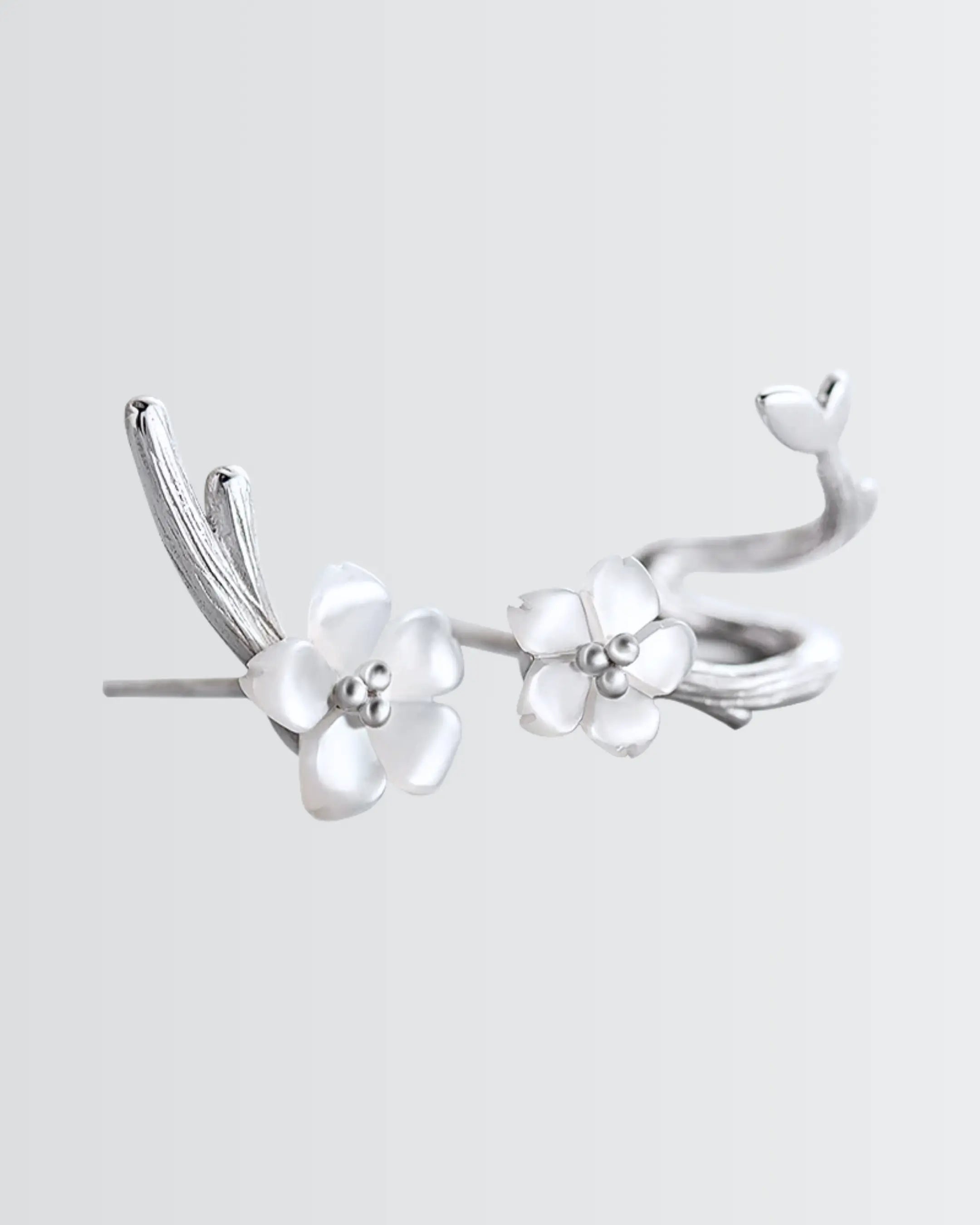 Floral Rise Elite Studs - Silver Earrings by BLINGLANE