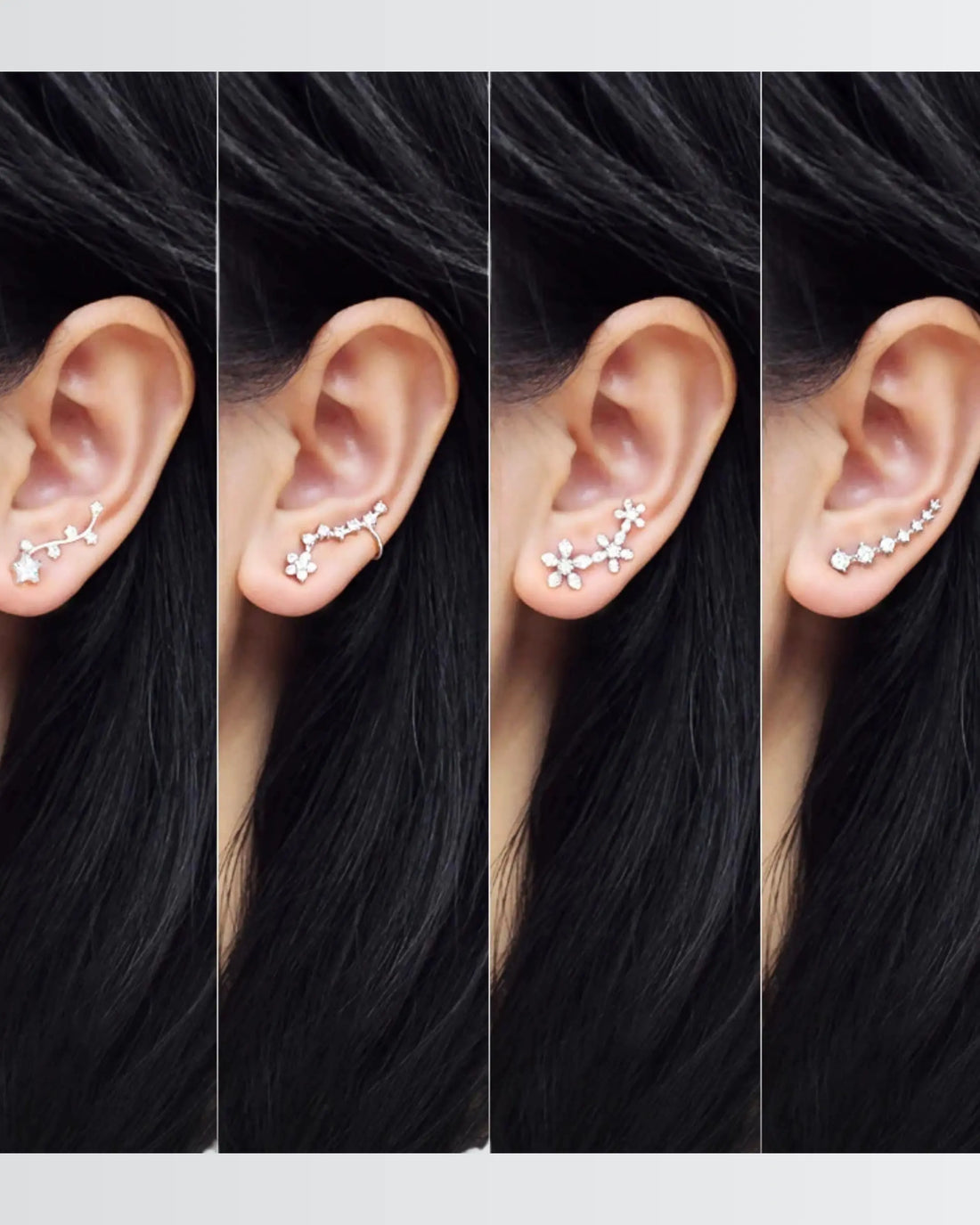 Flourish Your Sparkle Ear Climbers - Silver Earrings by BLINGLANE