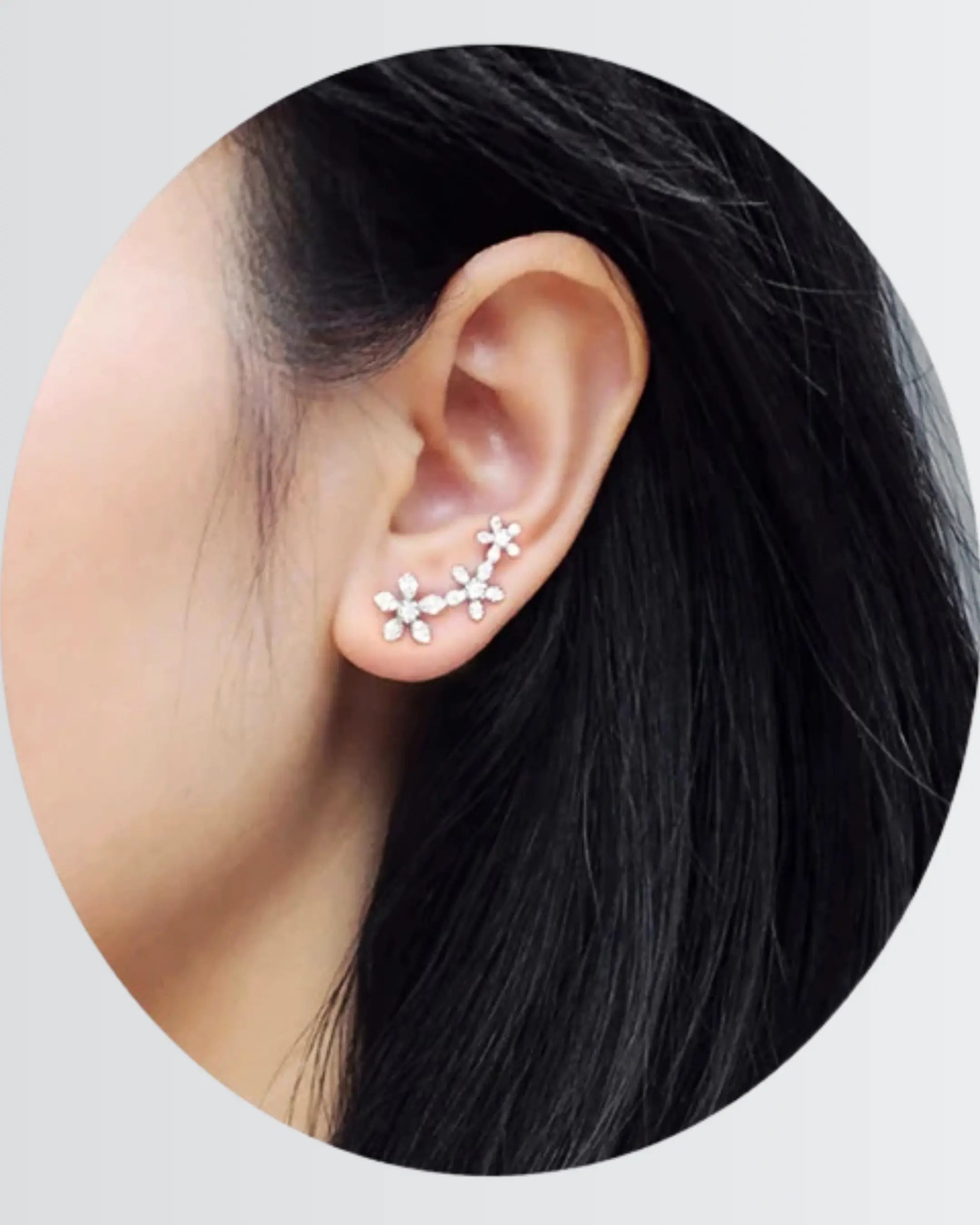 Flourish Your Sparkle Ear Climbers - Silver Earrings by BLINGLANE