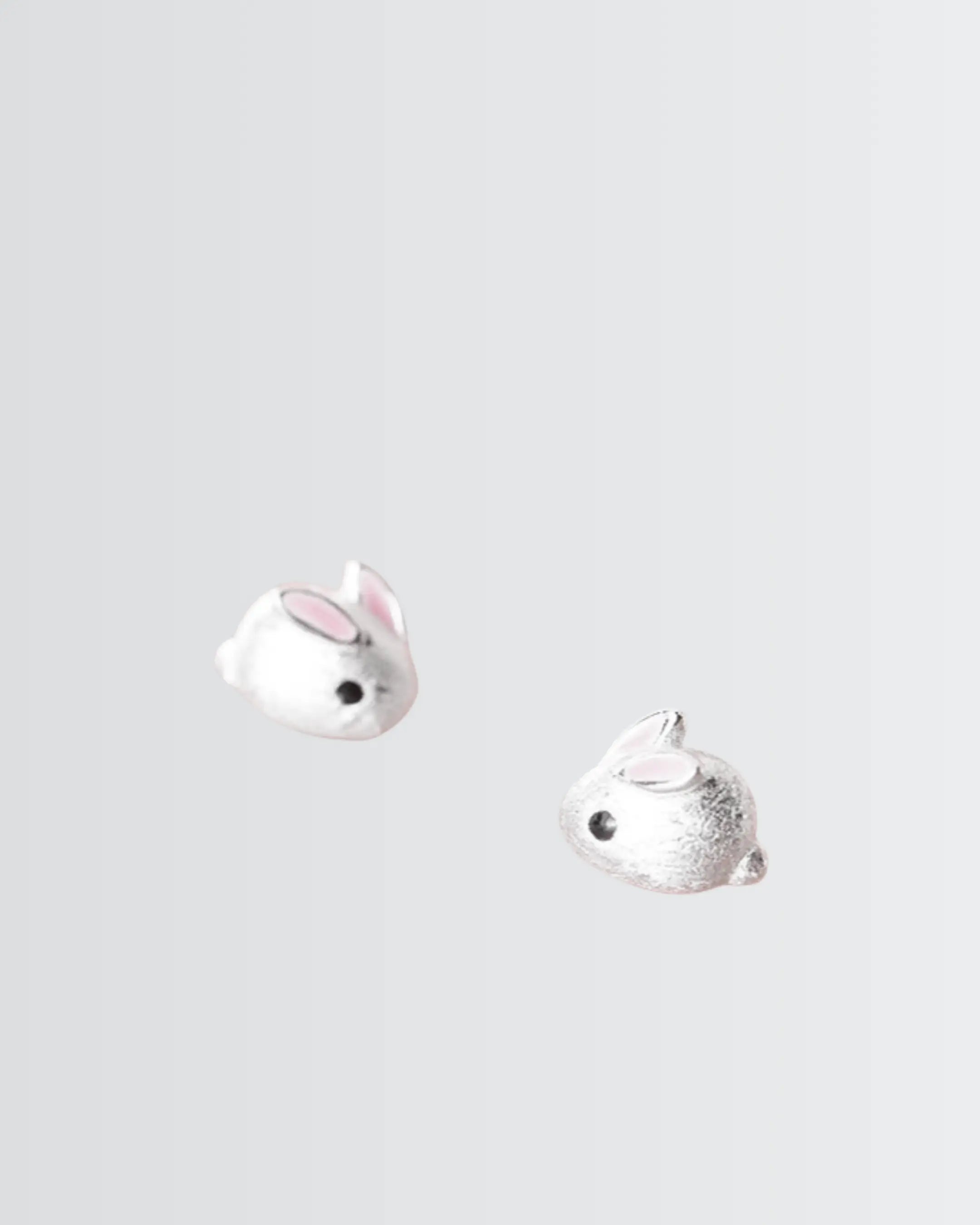 Fluffy Bunny Mini Studs - Silver Earrings by BLINGLANE