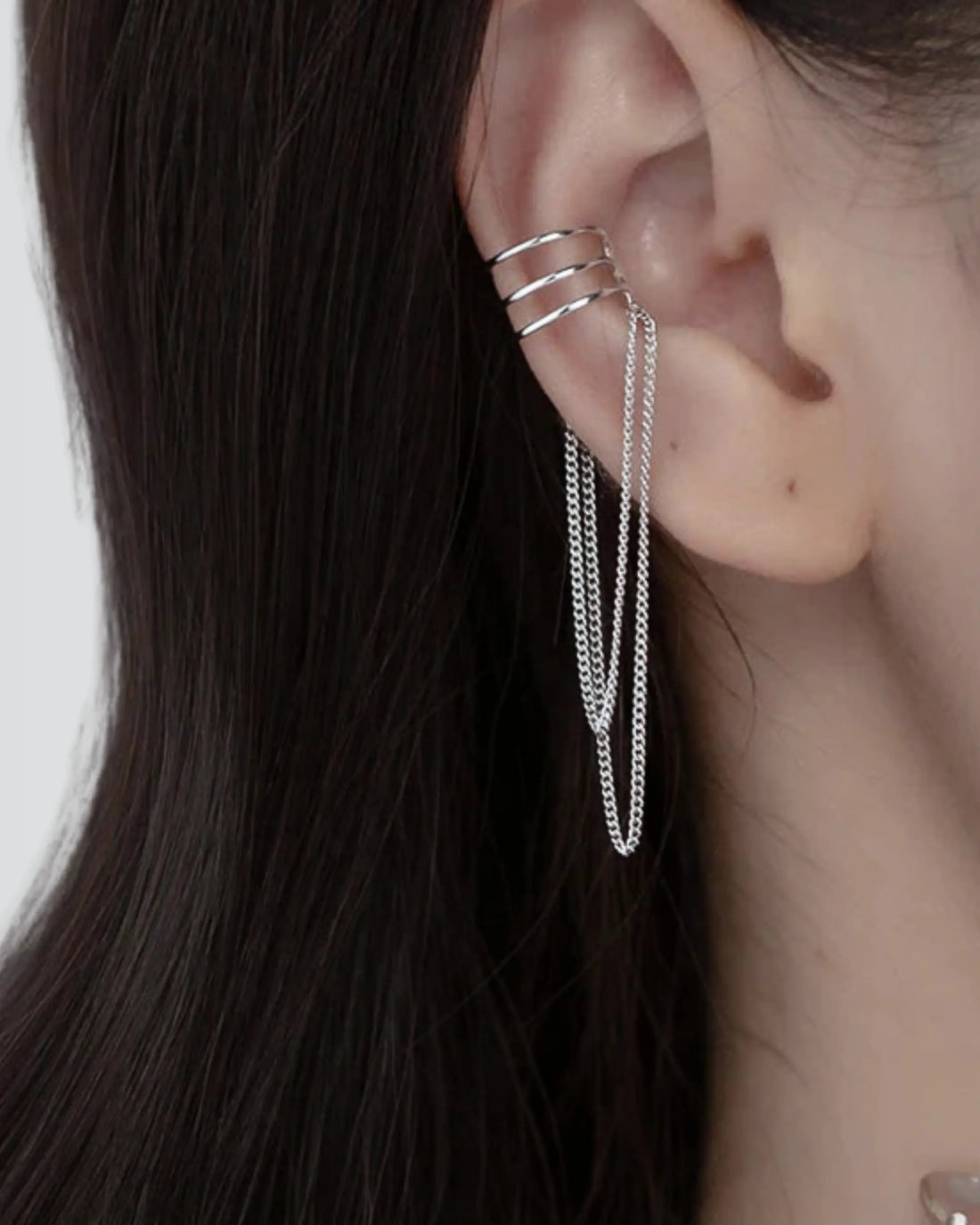 Gleam Chain Cuff Earrings - Silver Earrings by BLINGLANE
