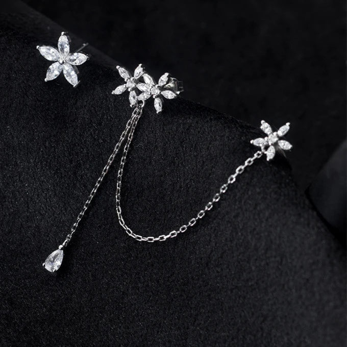 Glamorous Floral Cuff Earrings