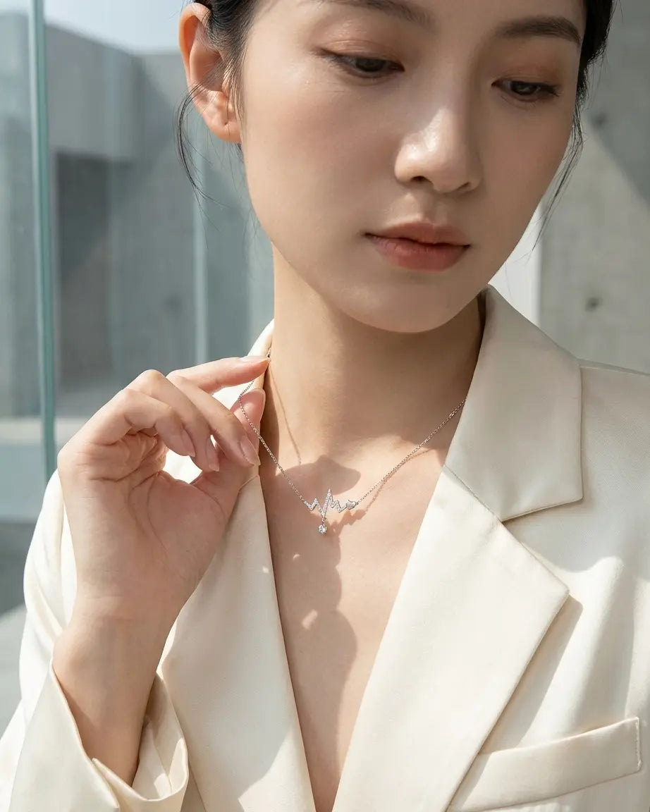 Love in Rhythm Necklace - Silver Necklace by BLINGLANE
