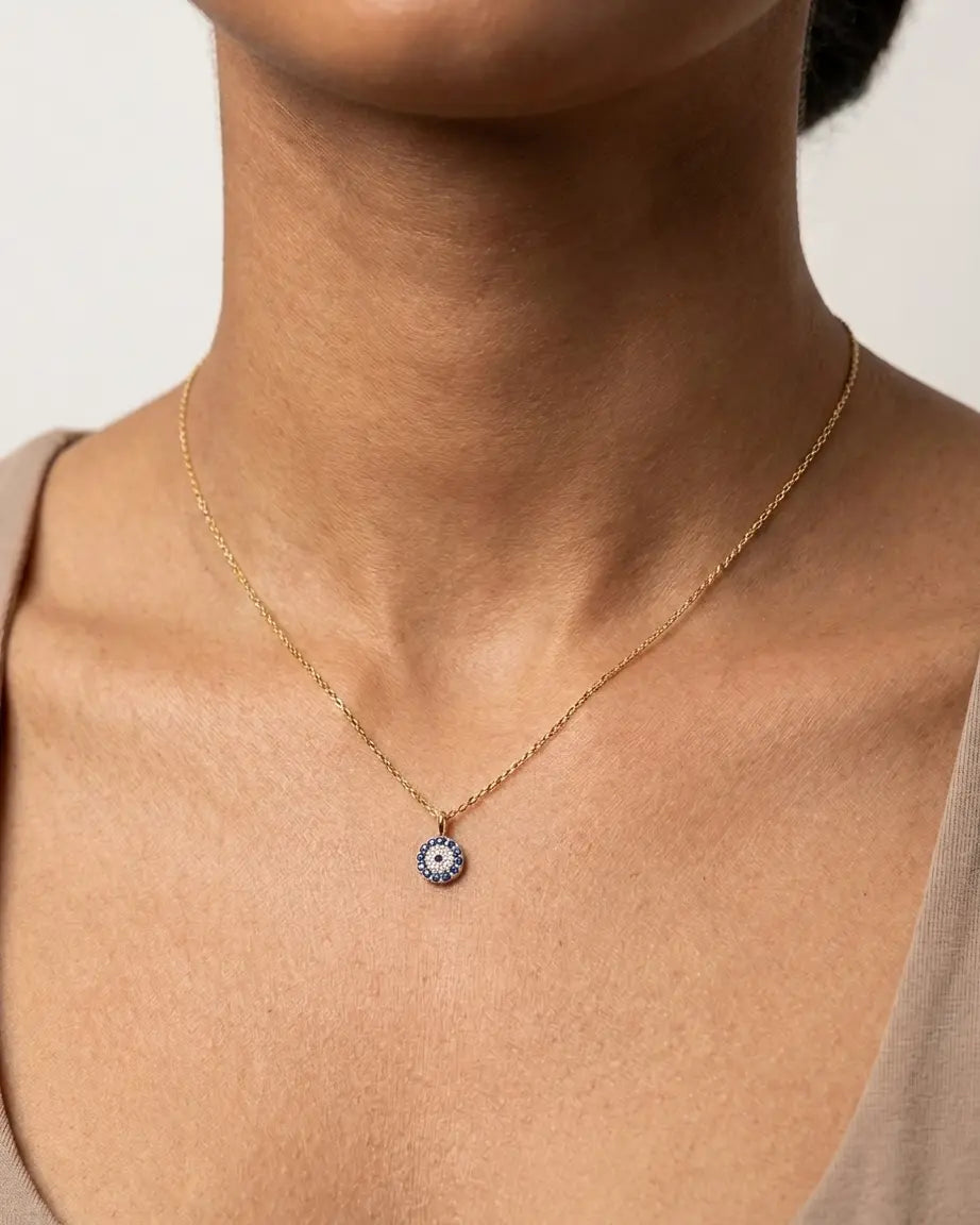 Mere Evil Eye Minimal Necklace - Silver Necklace by BLINGLANE