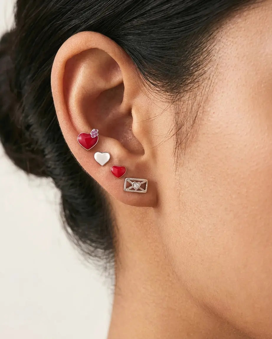 Message Of Love Studs - Silver Earrings by BLINGLANE