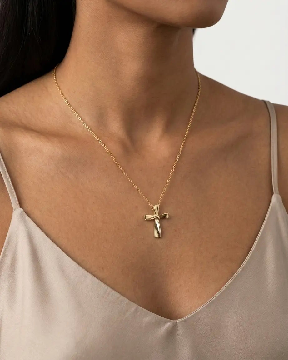 Minimal Cross Necklace - Silver Necklace by BLINGLANE