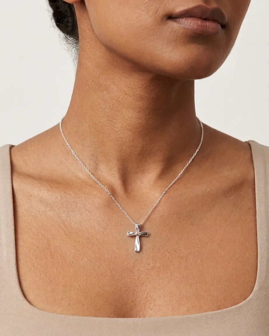 Minimal Cross Necklace - Silver Necklace by BLINGLANE