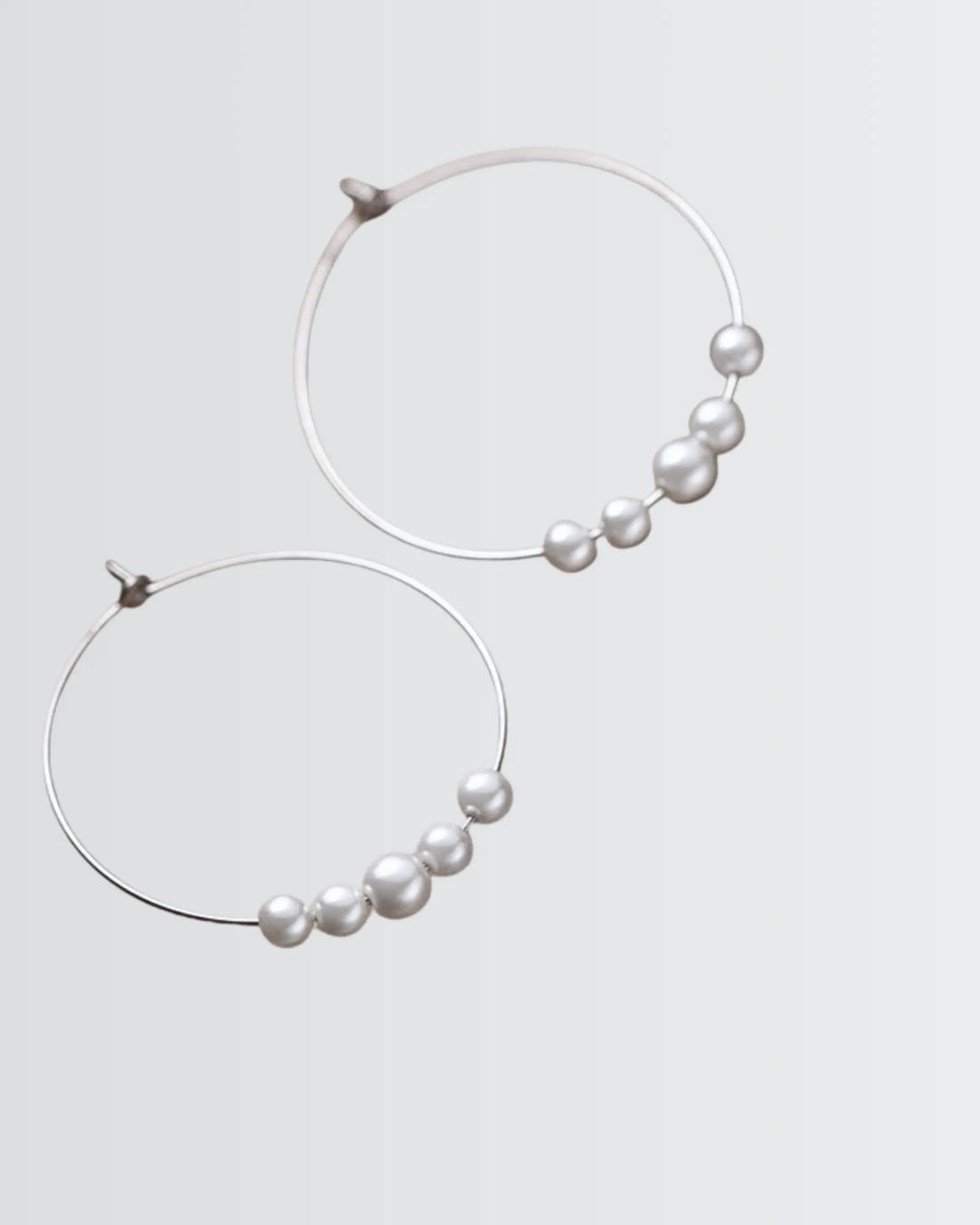 Minimal Pearl Hoops - Silver Earrings by BLINGLANE