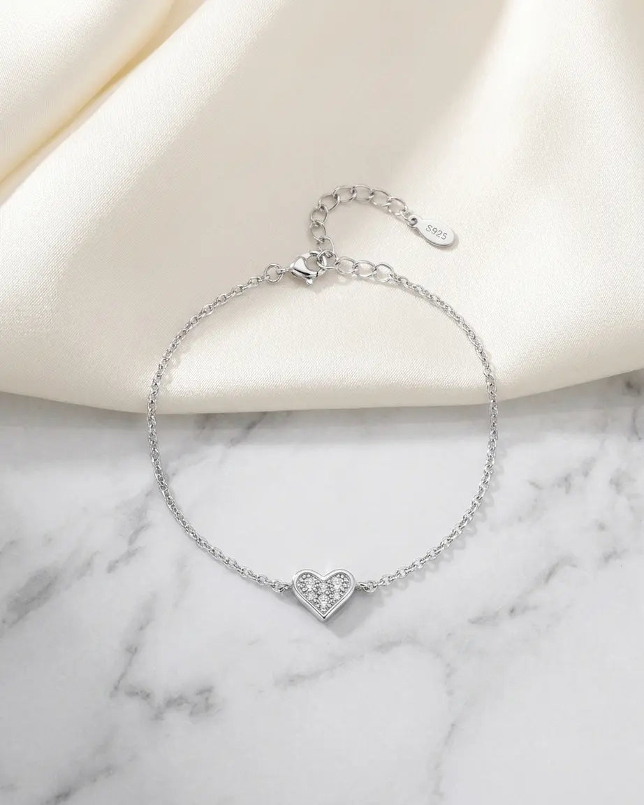 My Charming Heart Minimal Bracelet - Silver Bracelet by BLINGLANE