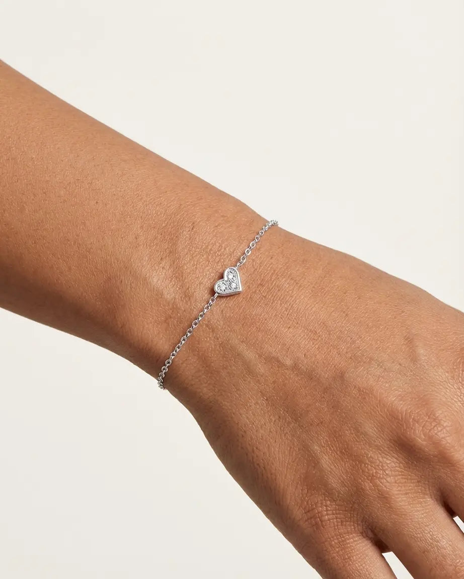 My Charming Heart Minimal Bracelet - Silver Bracelet by BLINGLANE