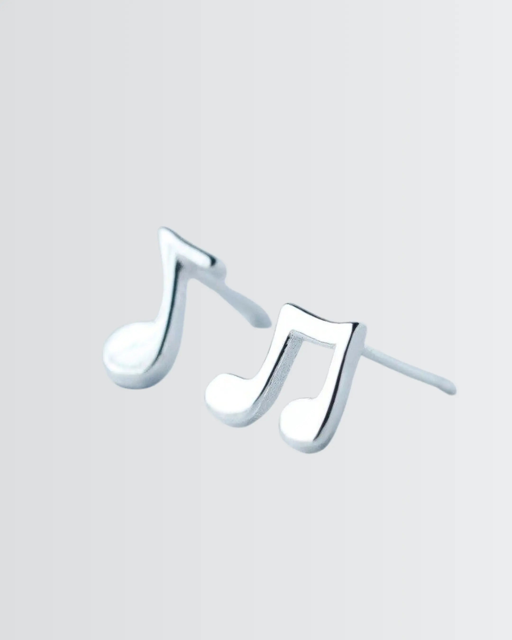 My Musical Notes Minimal Studs - Silver Earrings by BLINGLANE