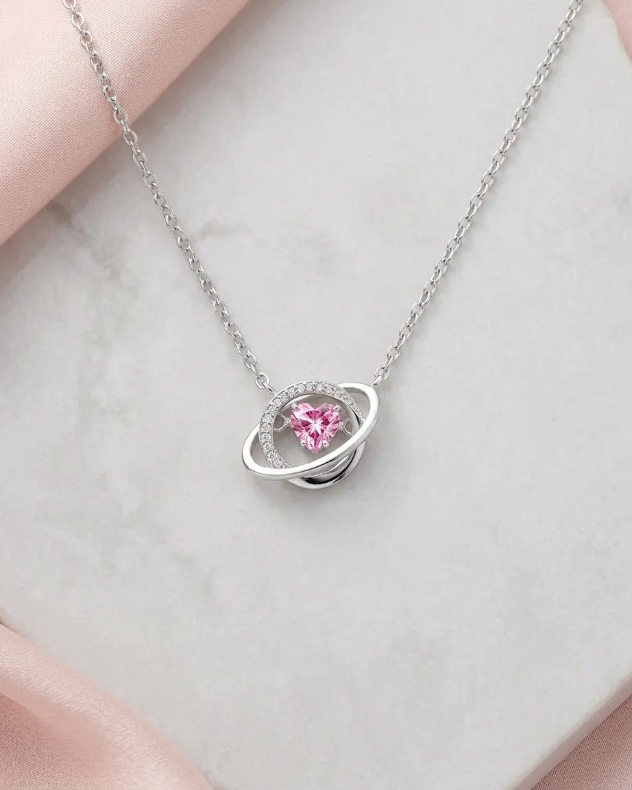 Orbiting You Love Necklace - Silver Necklace by BLINGLANE