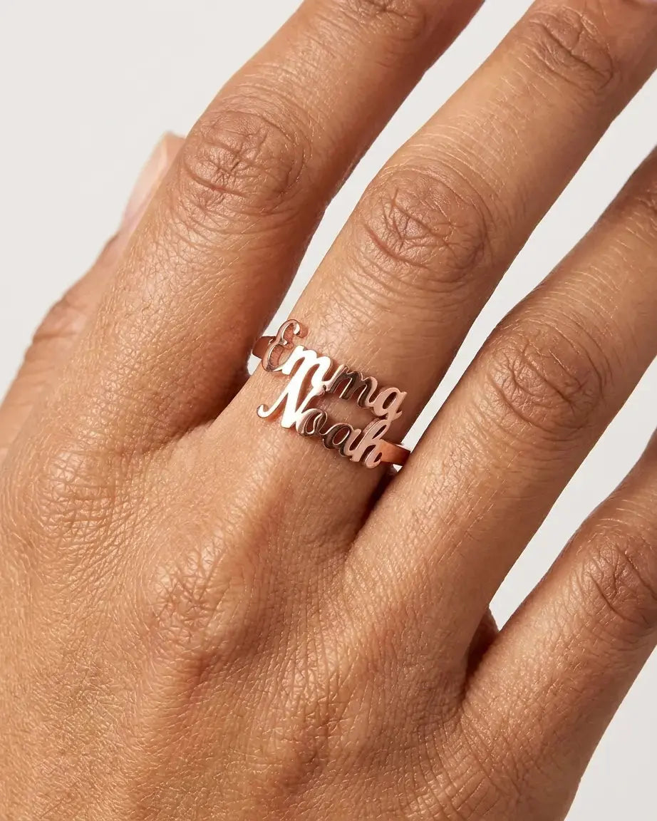 Personalize Two Names Ring - Silver Ring by BLINGLANE
