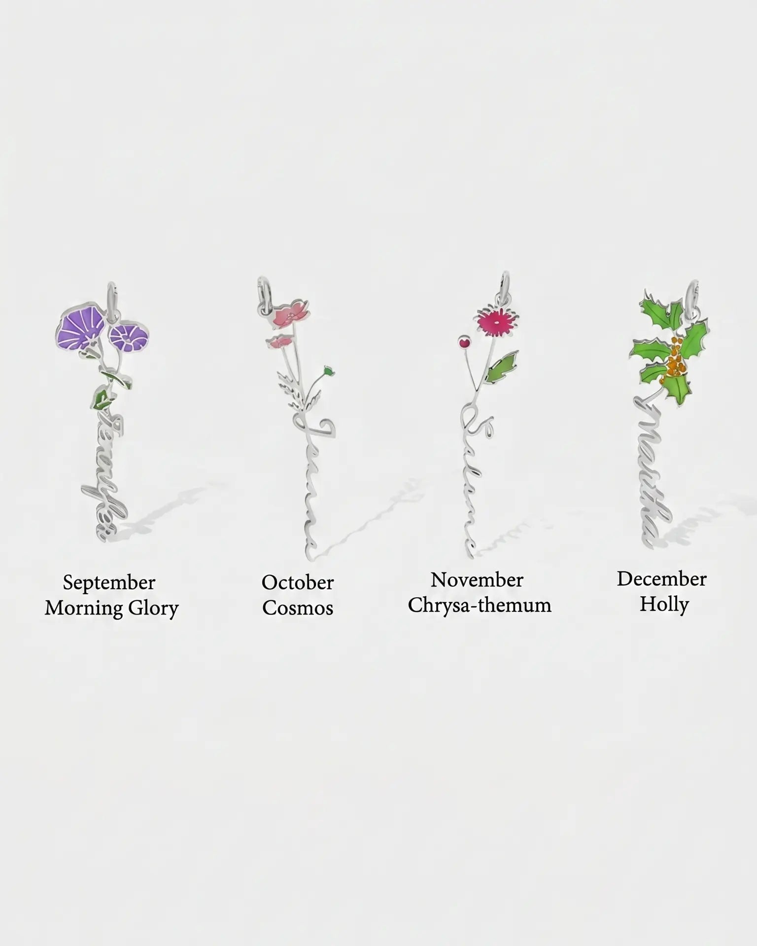 Personalize Your Name & Enamel Birth Flower Necklace-Tailor - Fashion Necklace by BLINGLANE