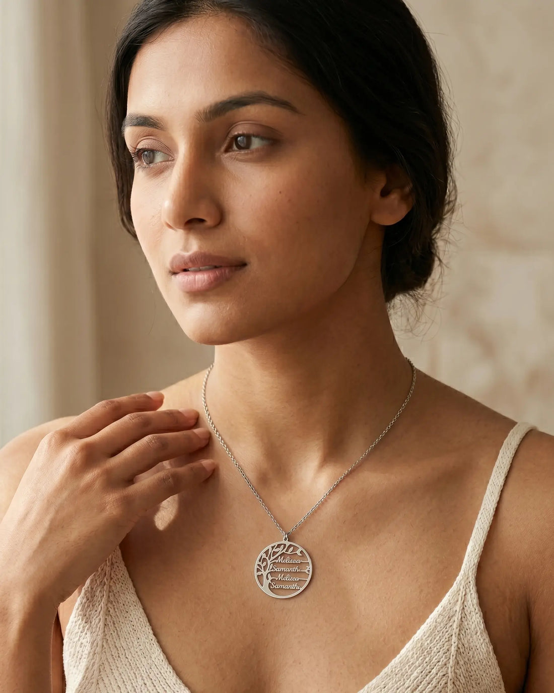 Personalize Your Tree of Life Silver Necklace - Silver Necklace by BLINGLANE