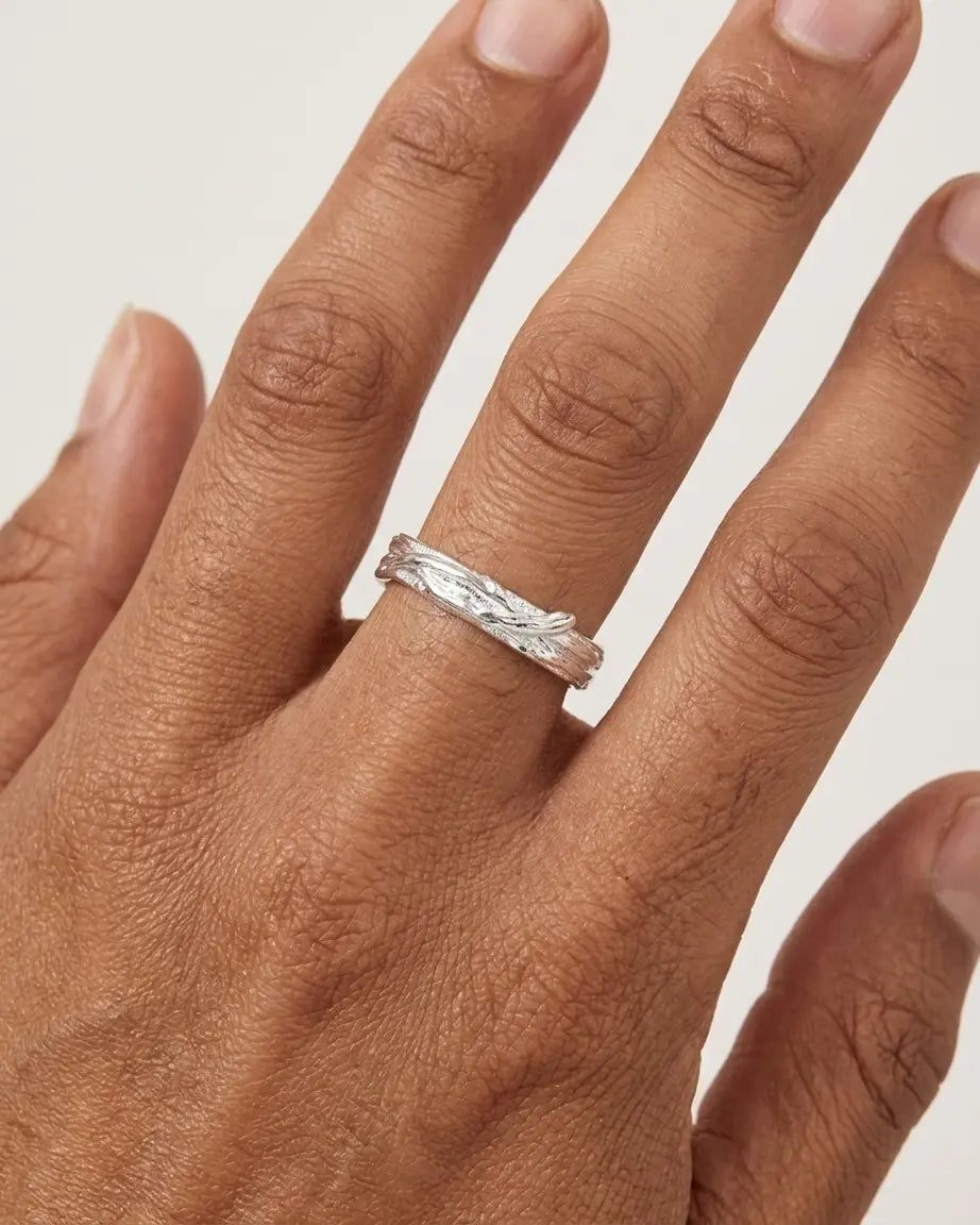 Petals Of Promise Forever Love Bands - Silver Ring by BLINGLANE