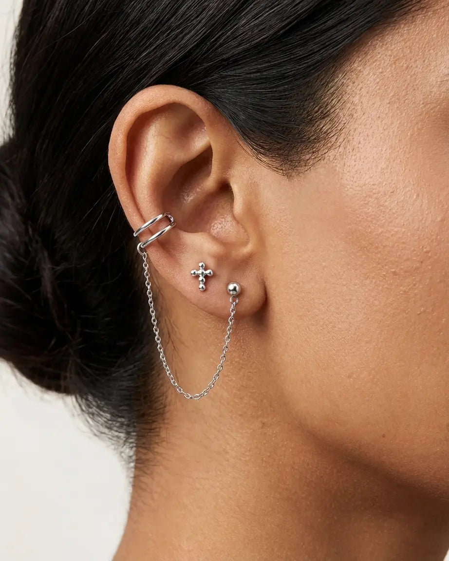Polished Chic Cuff Earrings - Silver Earrings by BLINGLANE