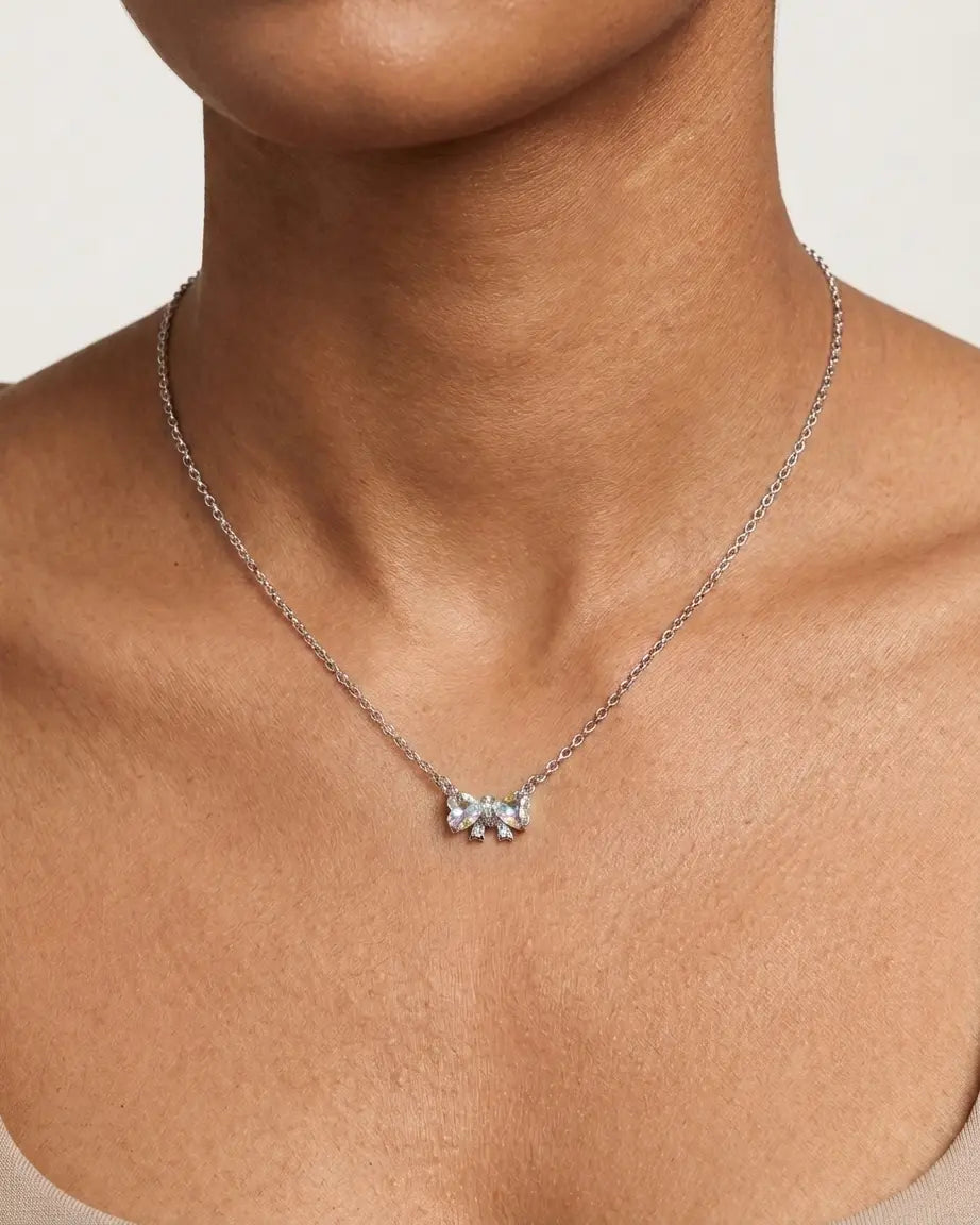 Rare Radiance Bow Necklace - Silver Necklace by BLINGLANE