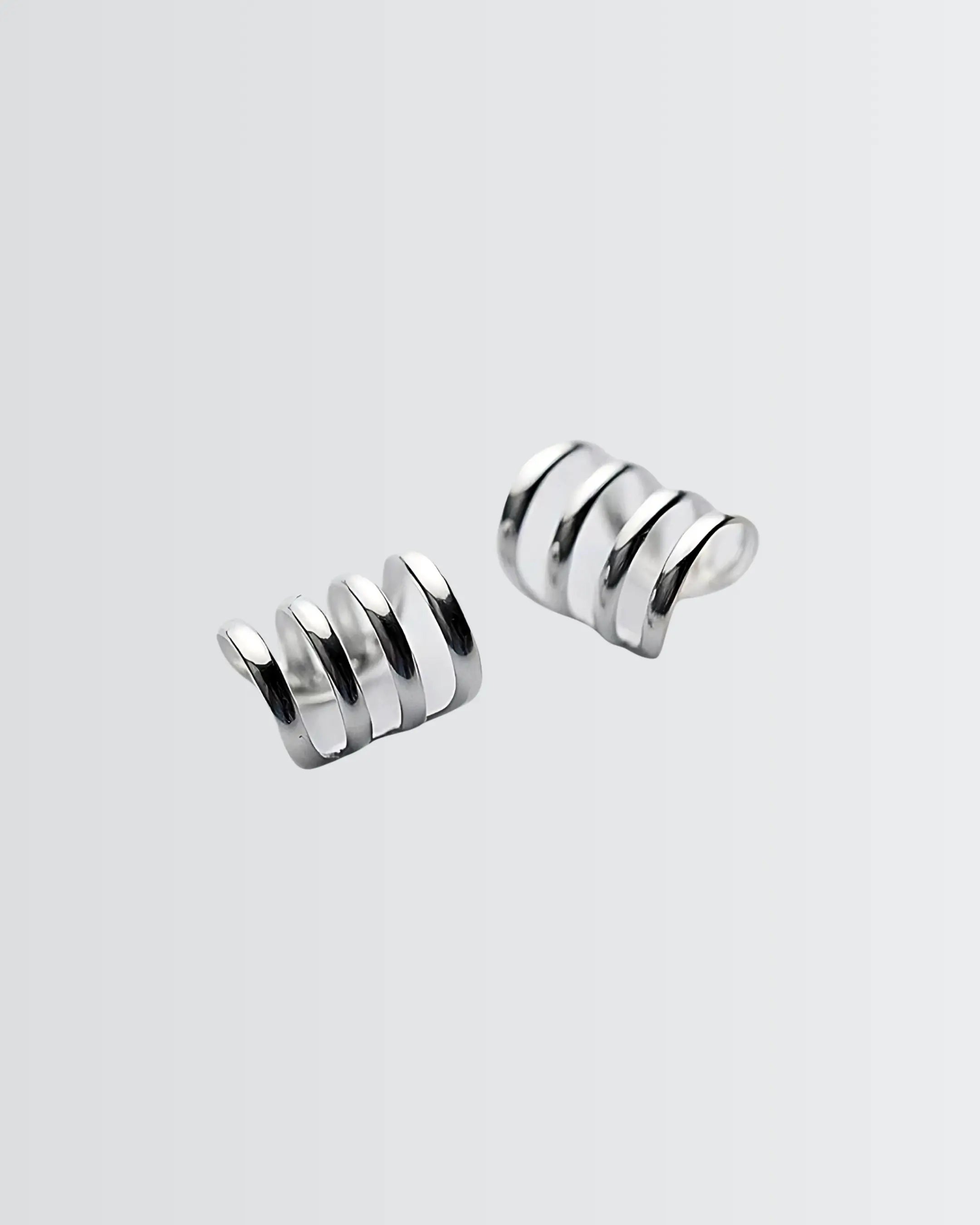Ritzy Chic Huggie Ear Cuffs - Silver Earrings by BLINGLANE