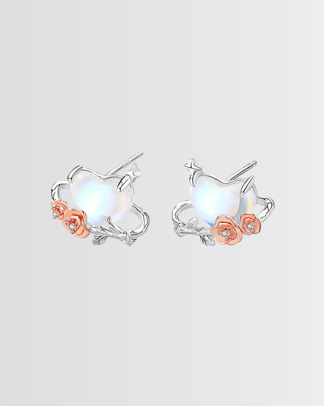 Rosette Romance Studs - Silver Earrings by BLINGLANE