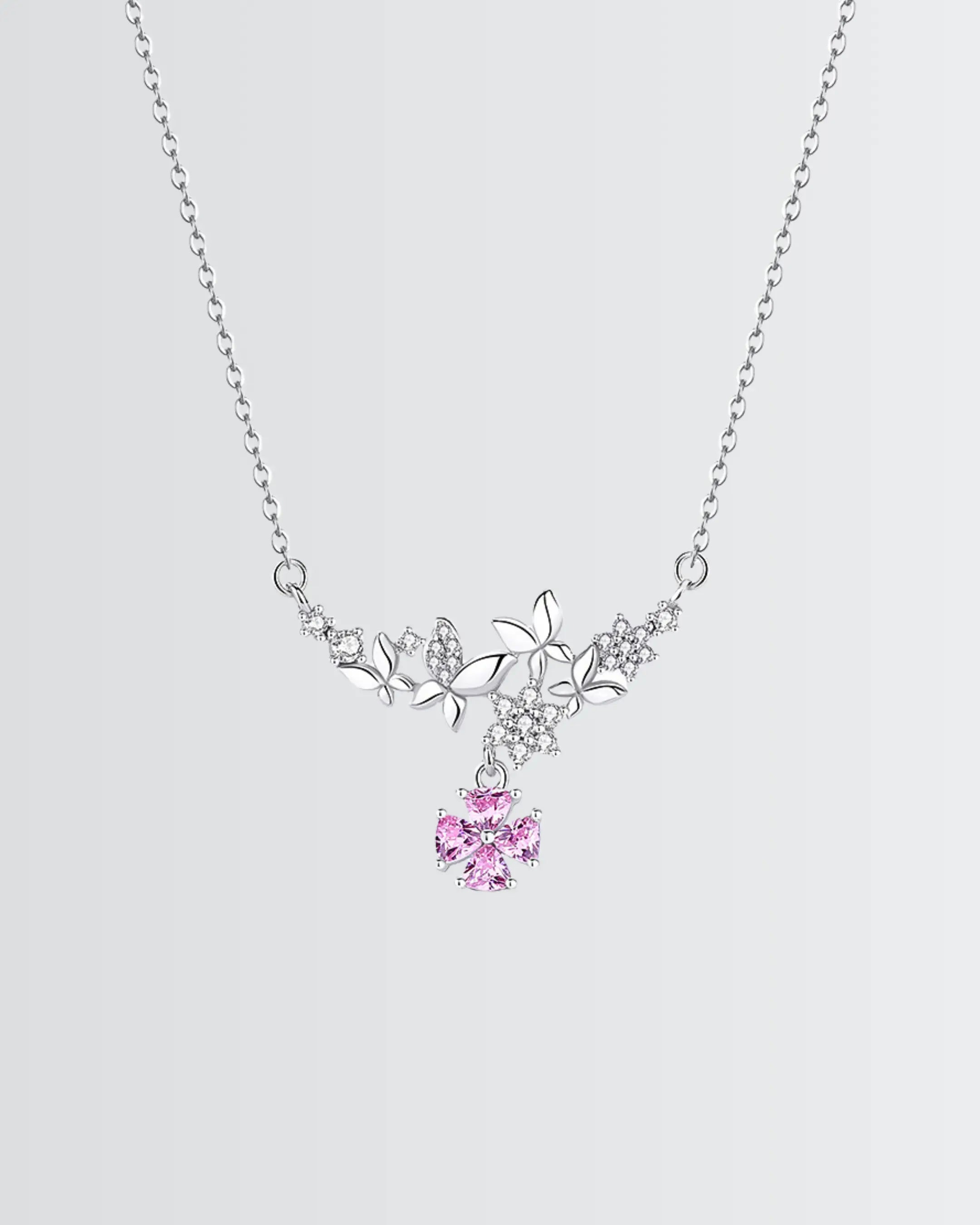 Rosy Radiance Elite Necklace - Silver Necklace by BLINGLANE