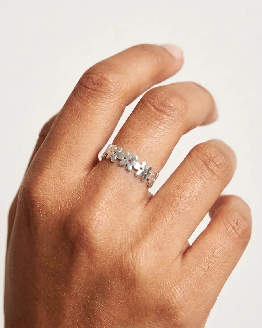 Soft As Petal, Bold As You Ring - Silver Ring by BLINGLANE