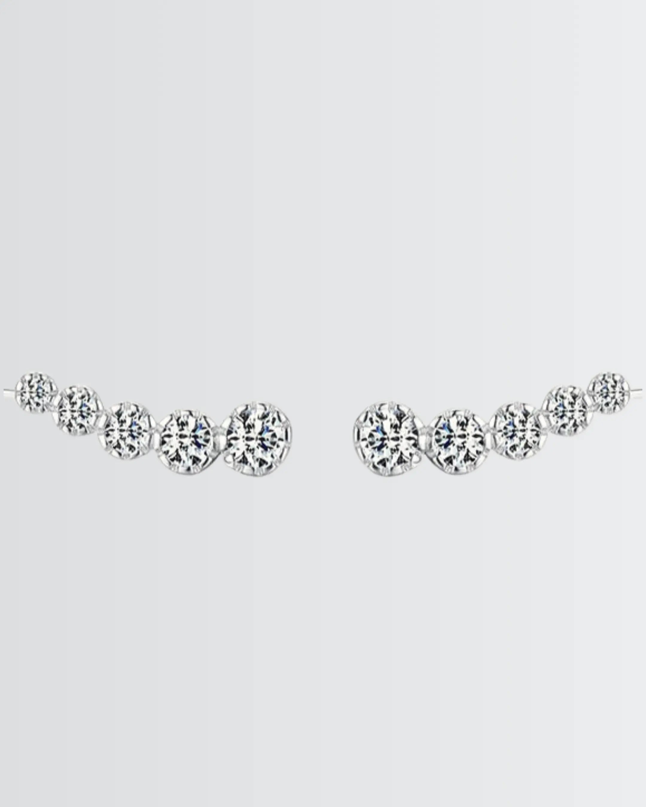 Solitaire Sweep Ear Climbers - Silver Earrings by BLINGLANE