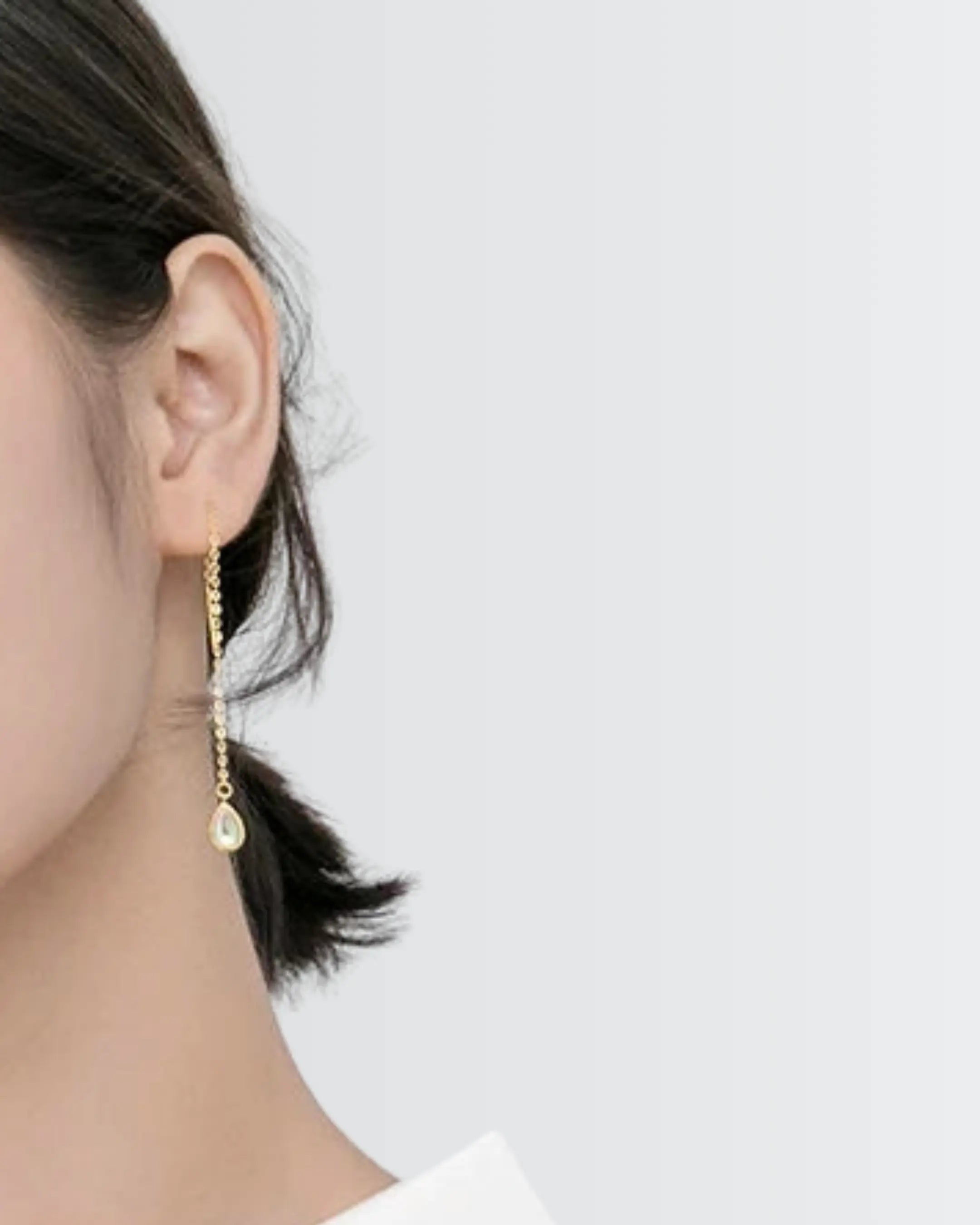 Teardrop Threader Earrings - Silver Earrings by BLINGLANE