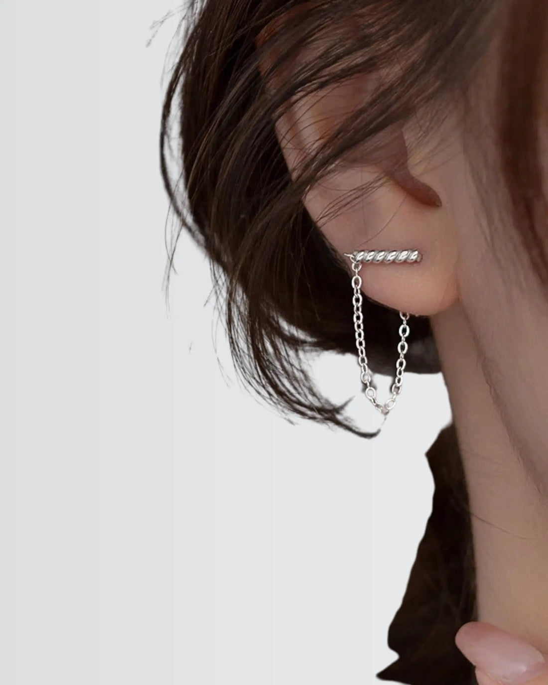 Twisted Spark Chain Earrings - Silver Earrings by BLINGLANE