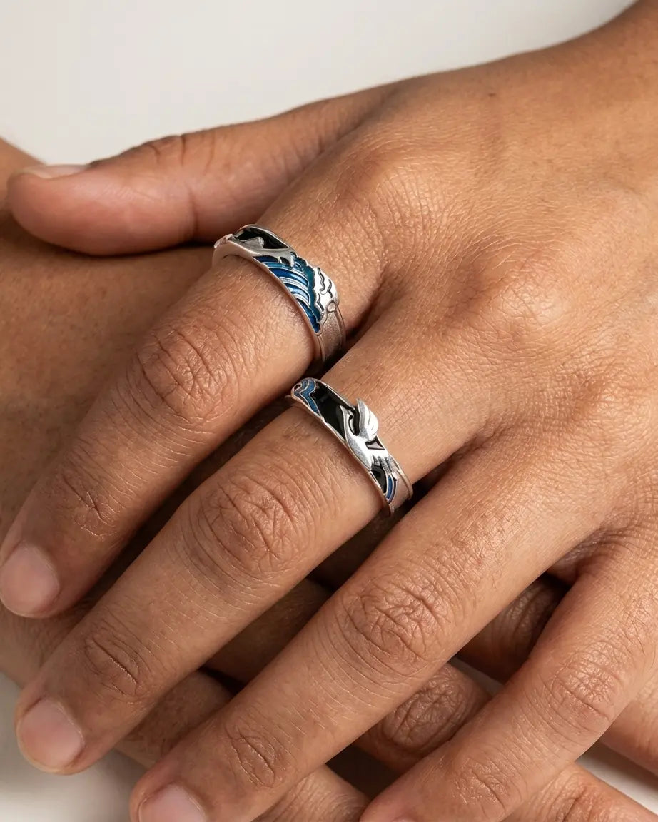 Waves or Winds Together Forever Love Bands - Silver Rings by BLINGLANE