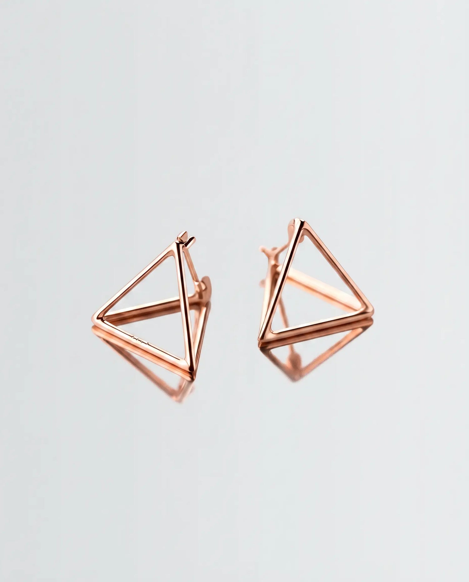 3D Triangular Minimal Studs -  Silver Earrings by BLINGLANE