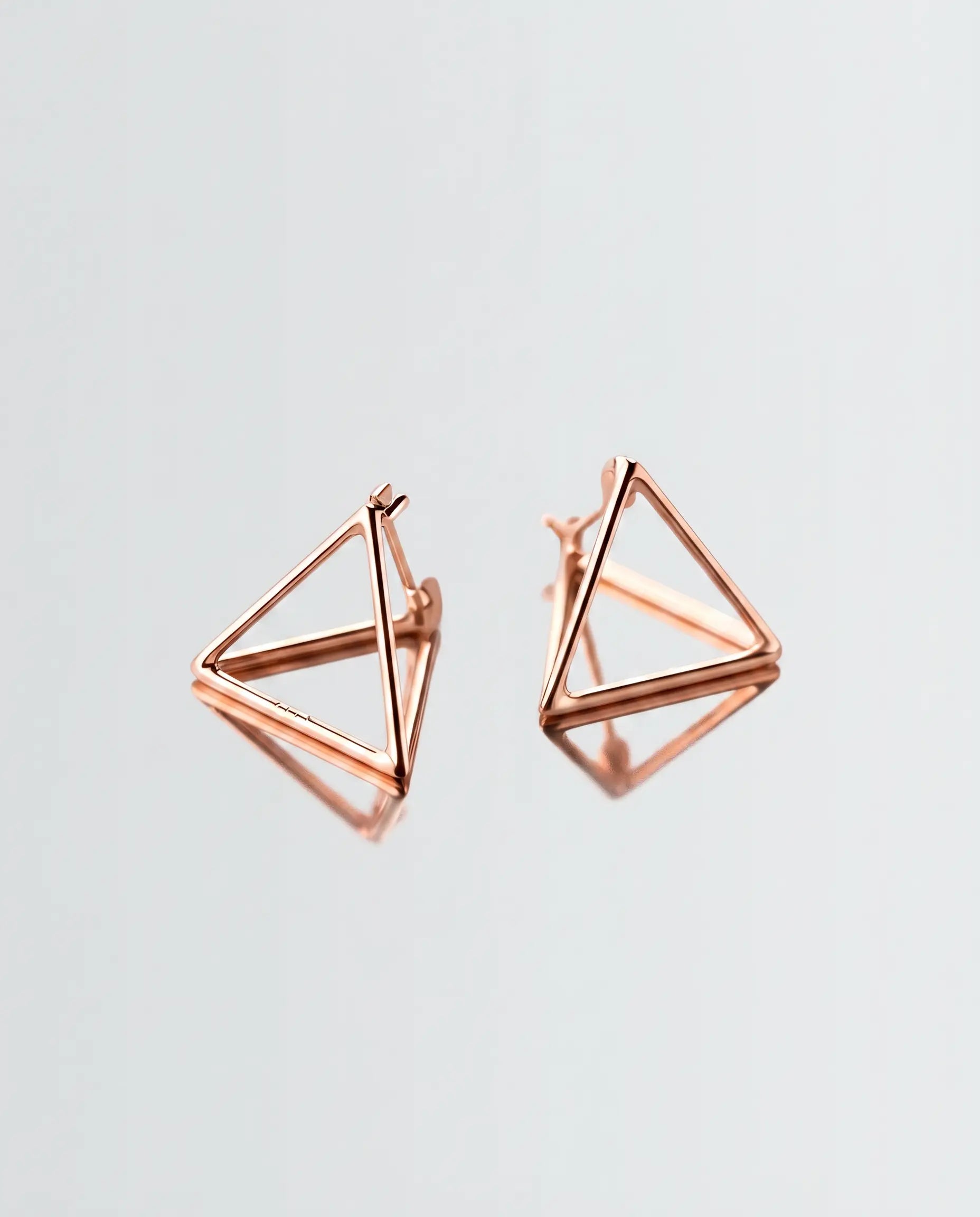 3D Triangular Minimal Studs -  Silver Earrings by BLINGLANE