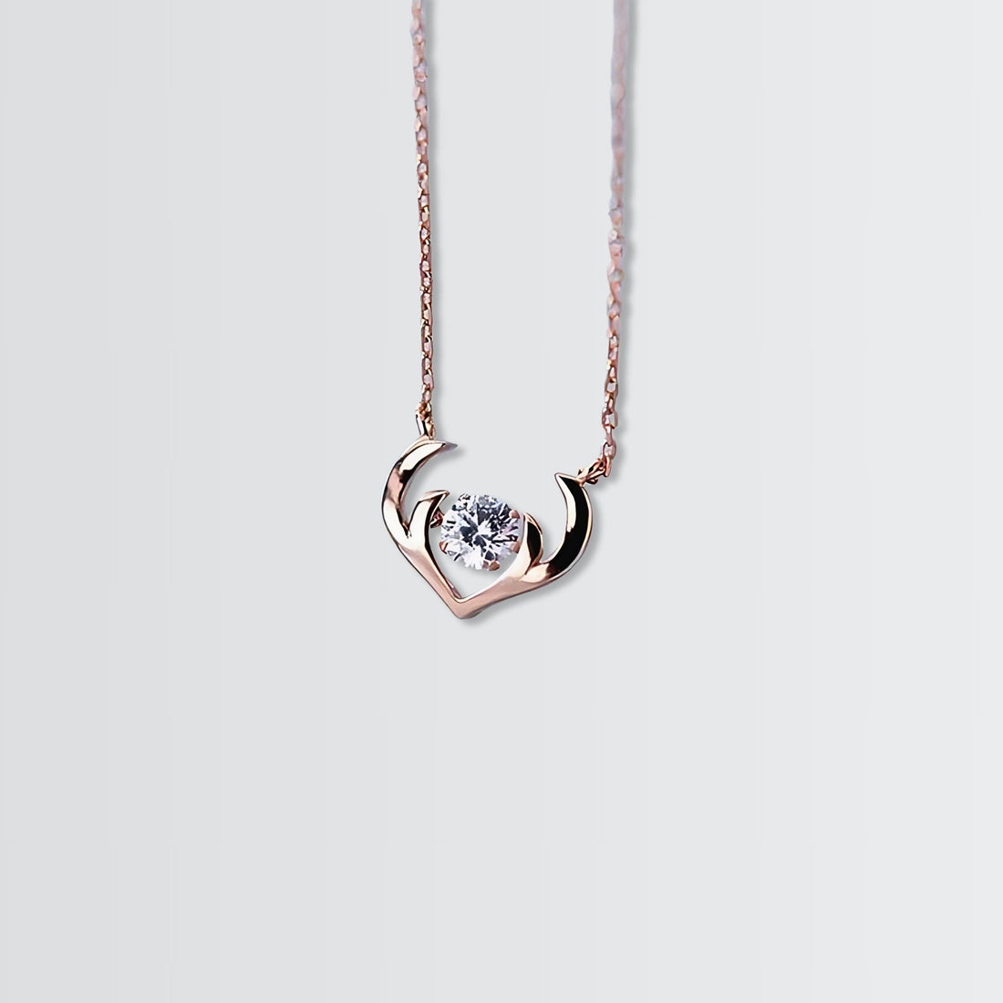 Antlers Solitaire Minimal Necklace