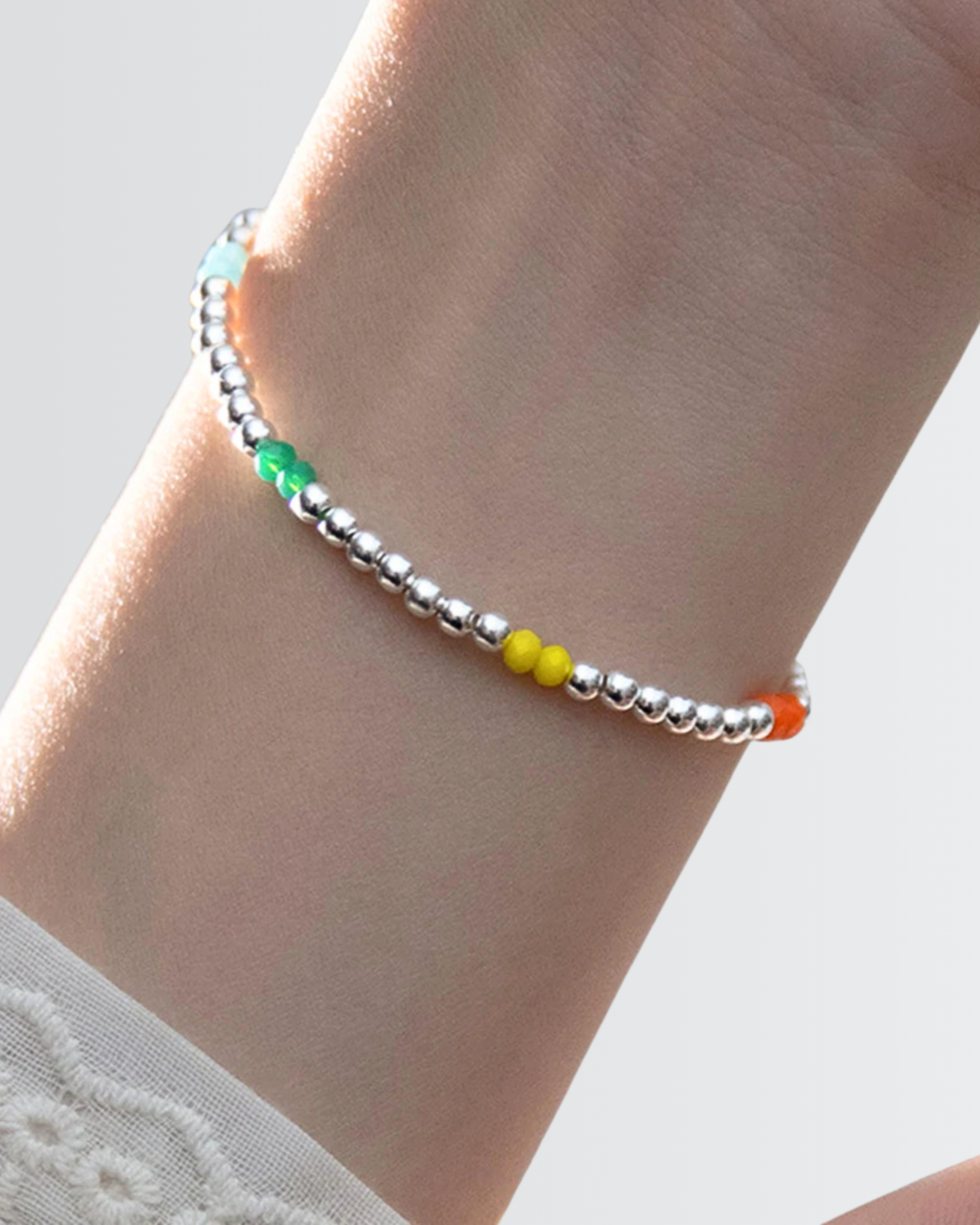 Silver Glow Beads Bracelet