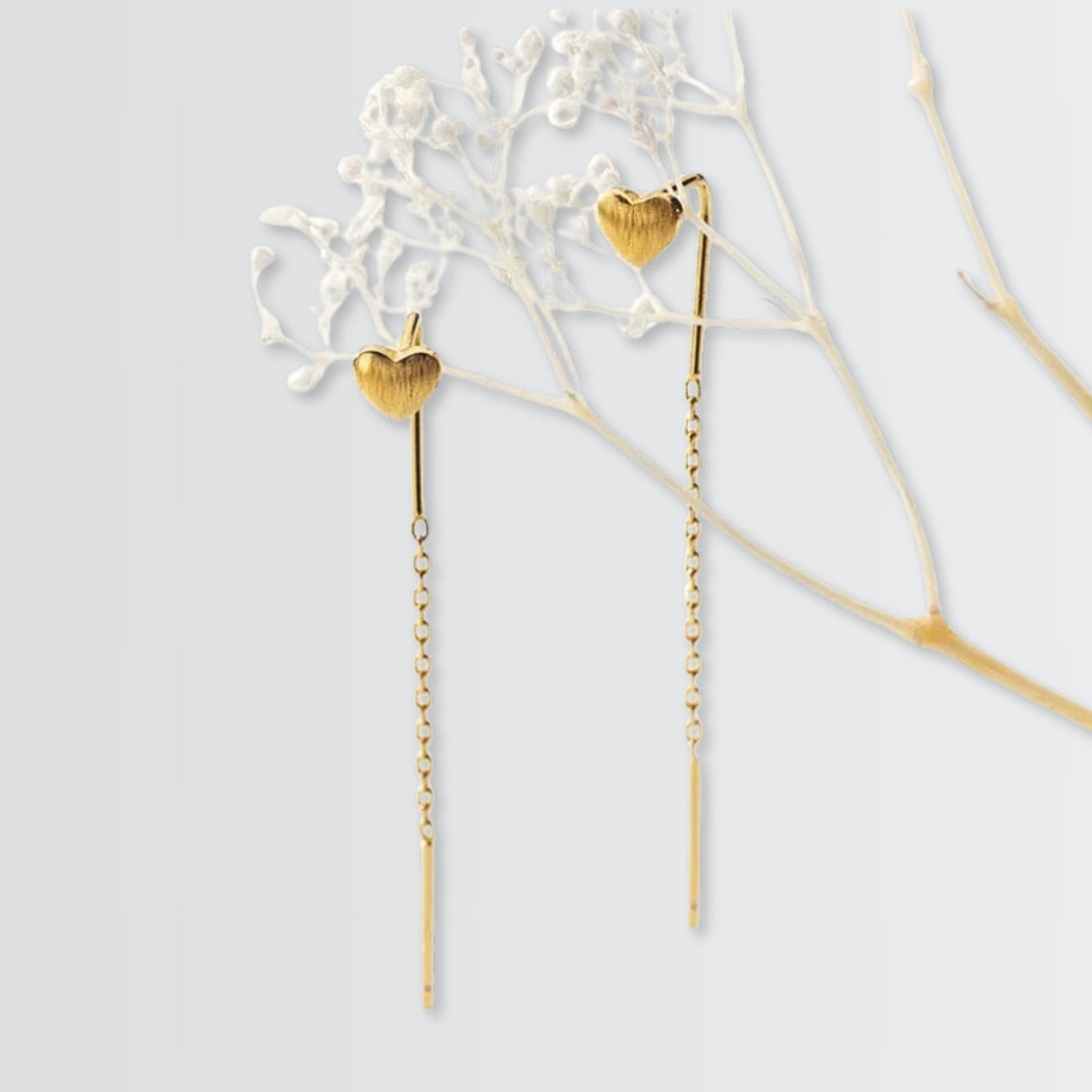 Brushed Hearts Needle Drop Earrings