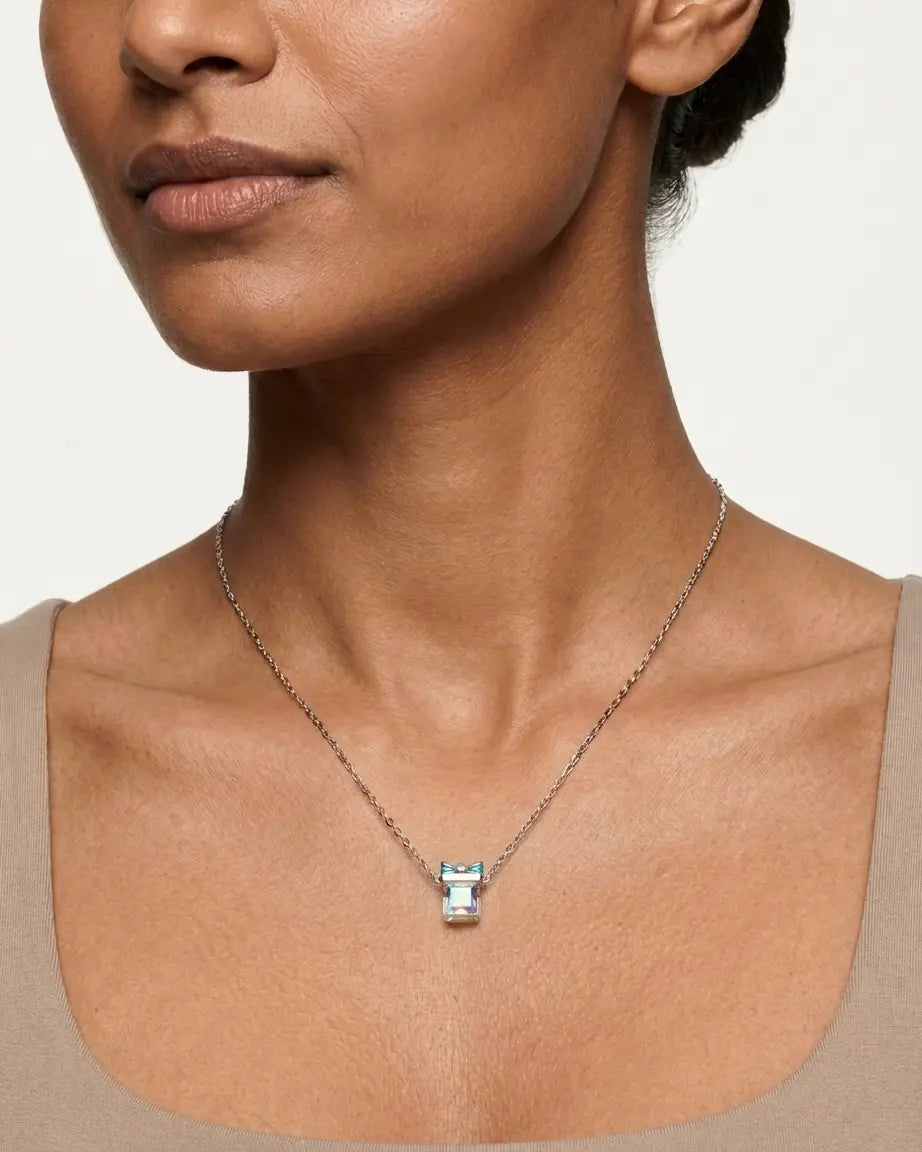 Alluring Bling Box Pendant -  Silver Necklace by BLINGLANE