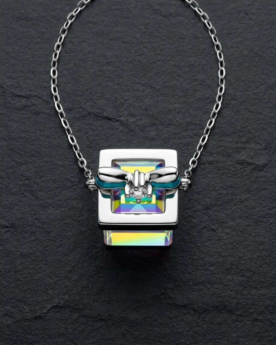Alluring Bling Box Pendant -  Silver Necklace by BLINGLANE